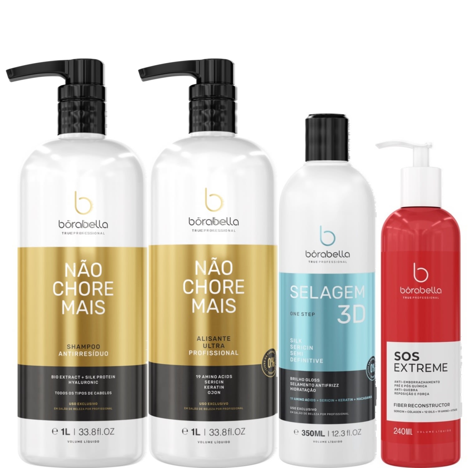 Borabella Kit Não Chore Mais 2x1L + Selagem 350ml + SOS Extreme