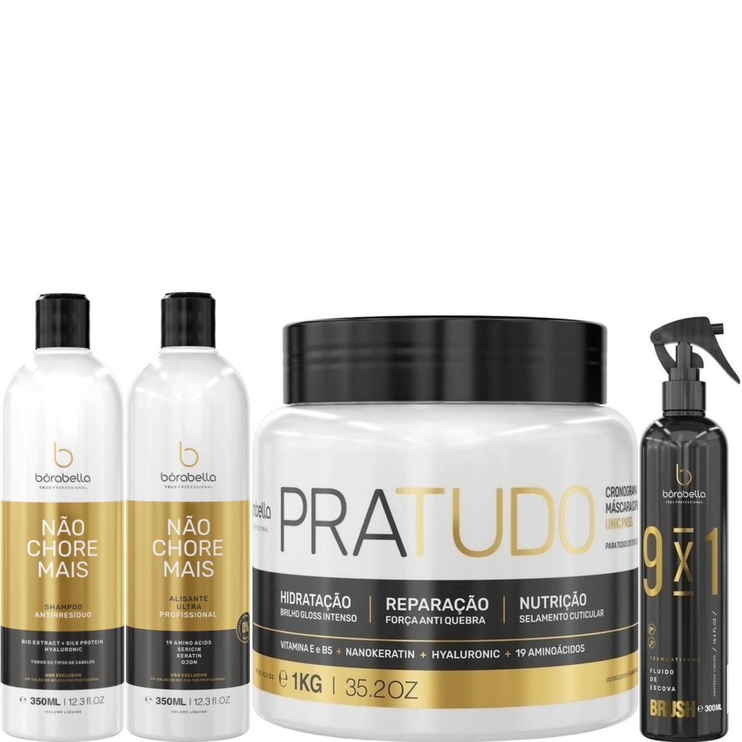 Borabella Kit Não Chore Mais 2x350ml + Pratudo 1kg + Fluido