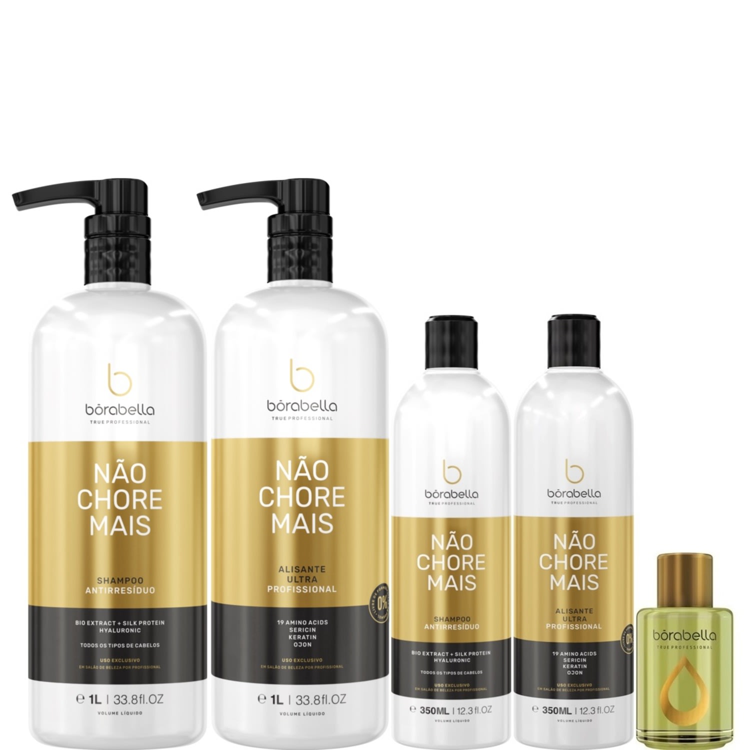 Borabella Kit Não Chore Mais 2x1L + Kit 2x350ml + Argan 7ml