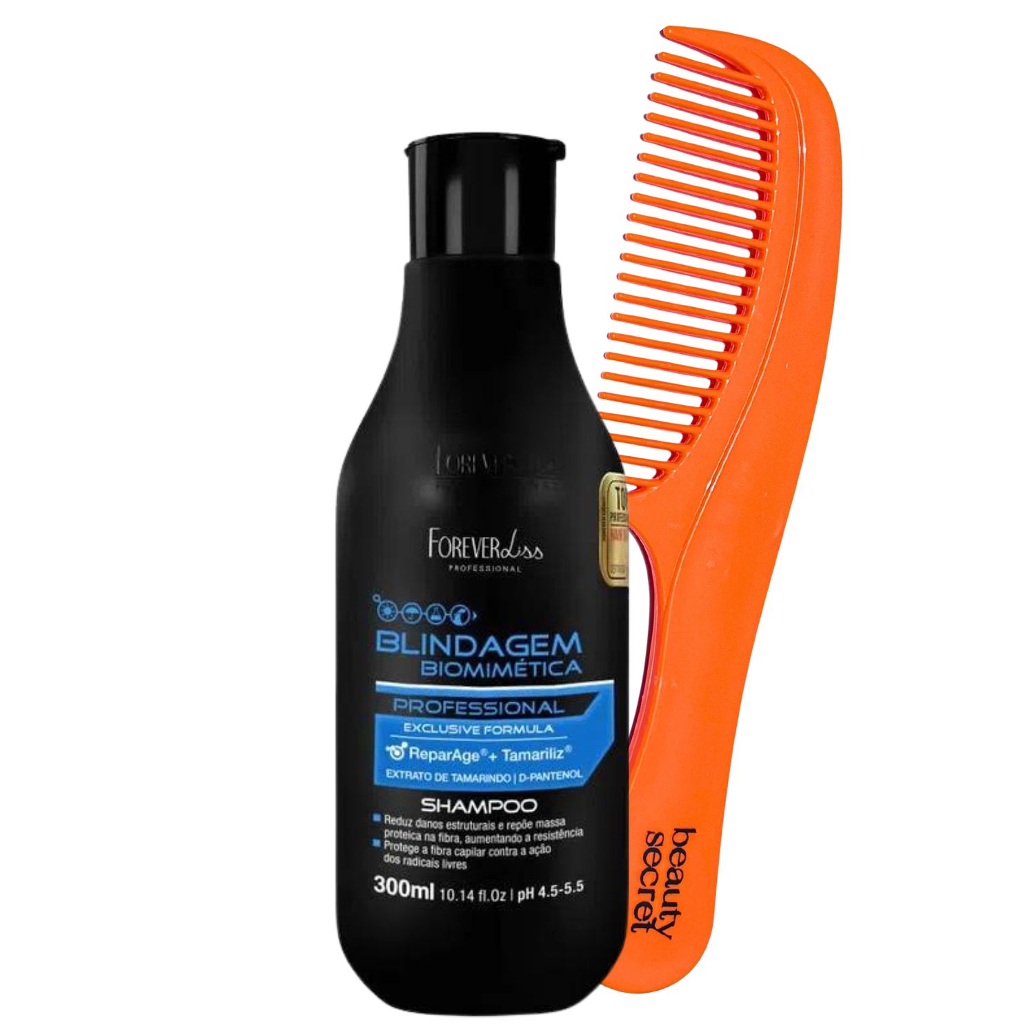 Kit Shampoo Forever Liss Blindagem 300ml Pente Beauty Secret