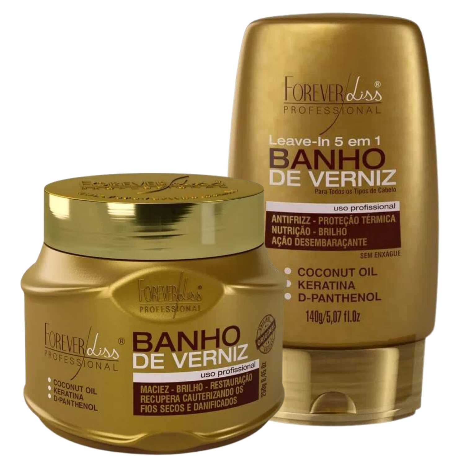 Kit Mascara E Leave In Forever Liss Linha Banho De Verniz