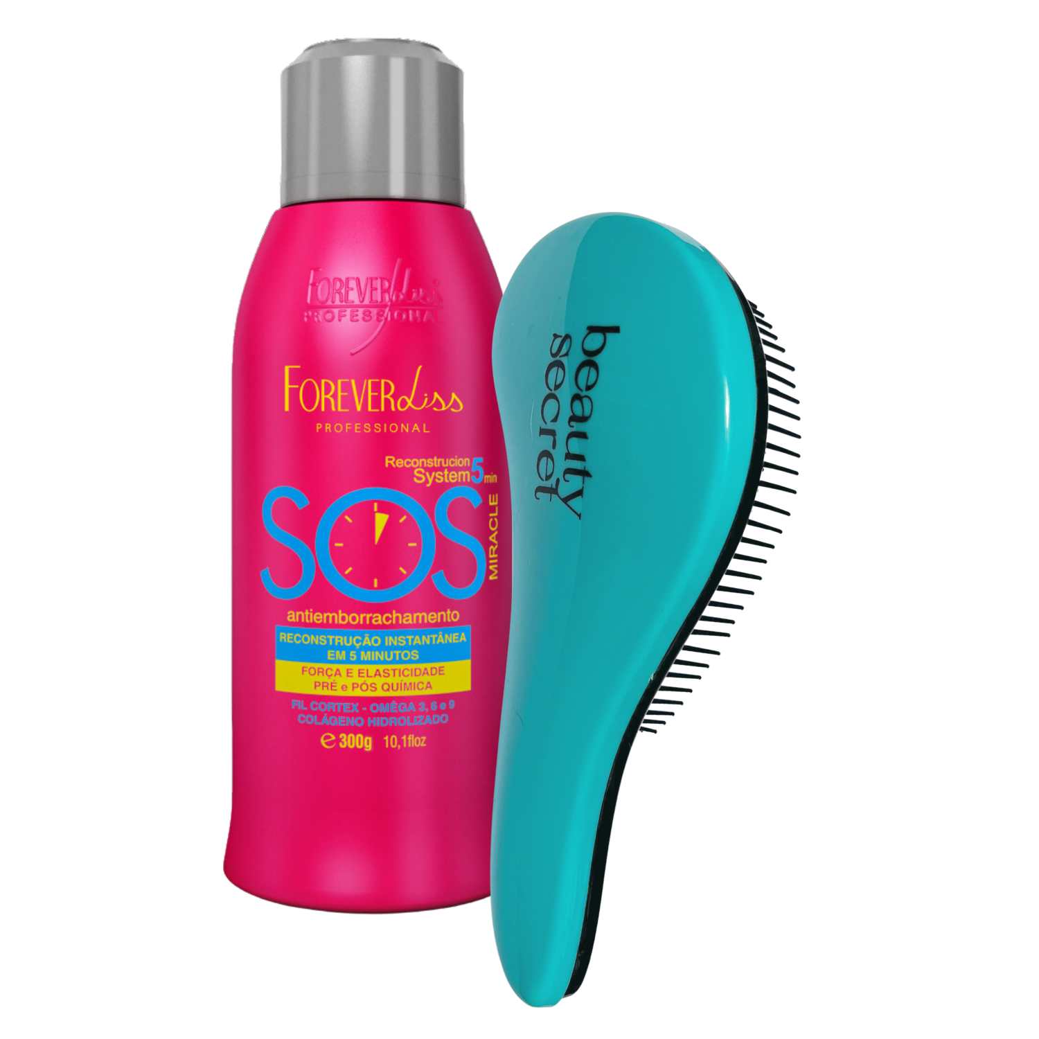 Kit Sos Reconstrutor Forever Liss 300ml+escova Beauty Secret