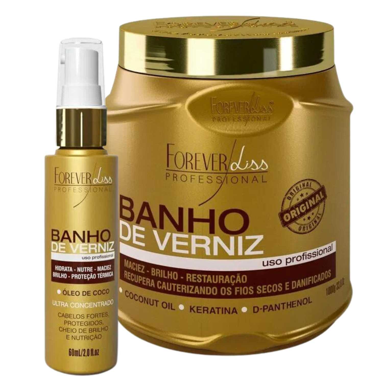 Kit Mascara 1kg E Oleo 60ml Banho De Verniz Forever Liss