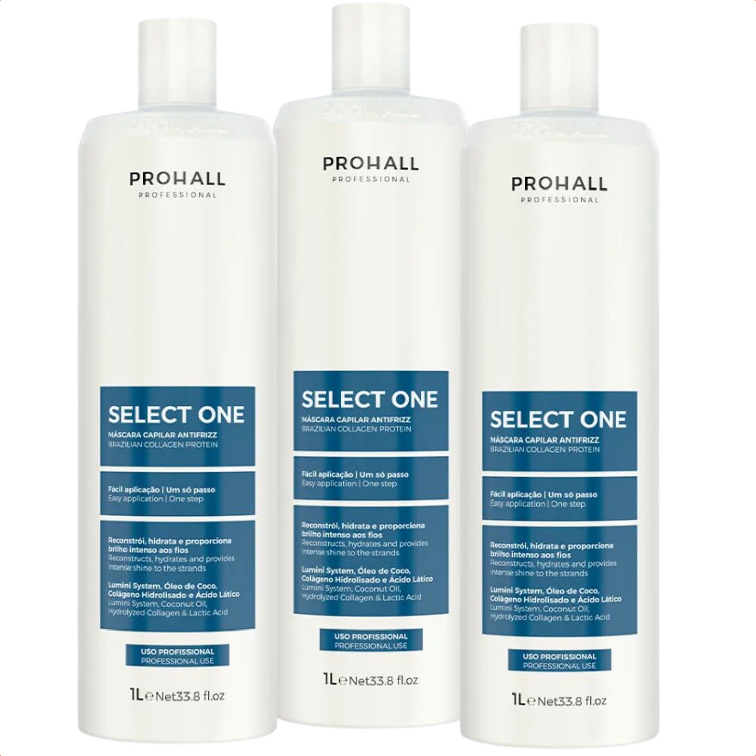 Kit Select One Prohall 1L Tratamento Capilar 3 Unidades