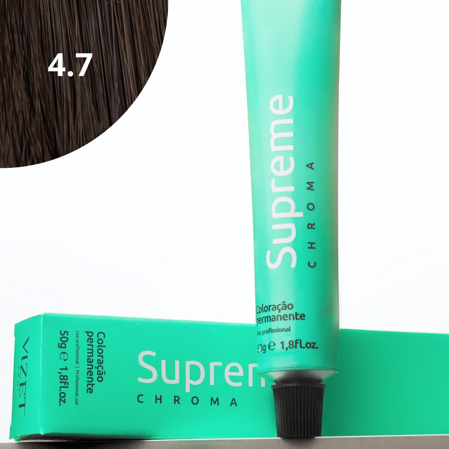 Coloração Supreme Chroma 4.7 Castanho Médio Marrom 50gr Vizet