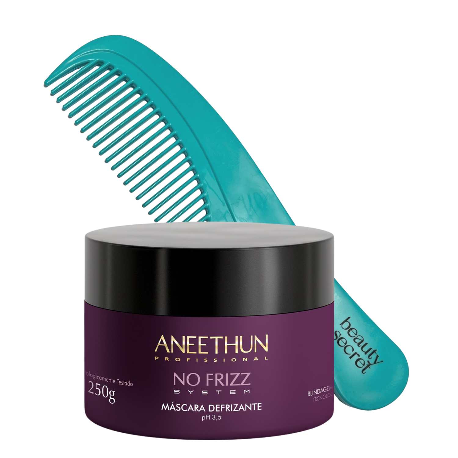 Kit Máscara Aneethun No Frizz System 250g e Pente Beauty Secret