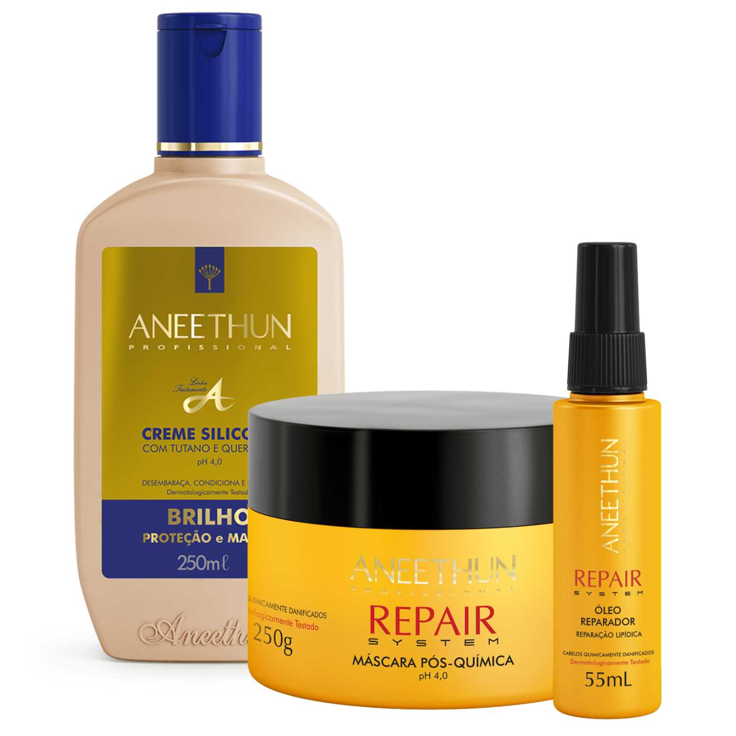 Kit Creme De Silicone Linha A Máscara E Óleo Repair Aneethun