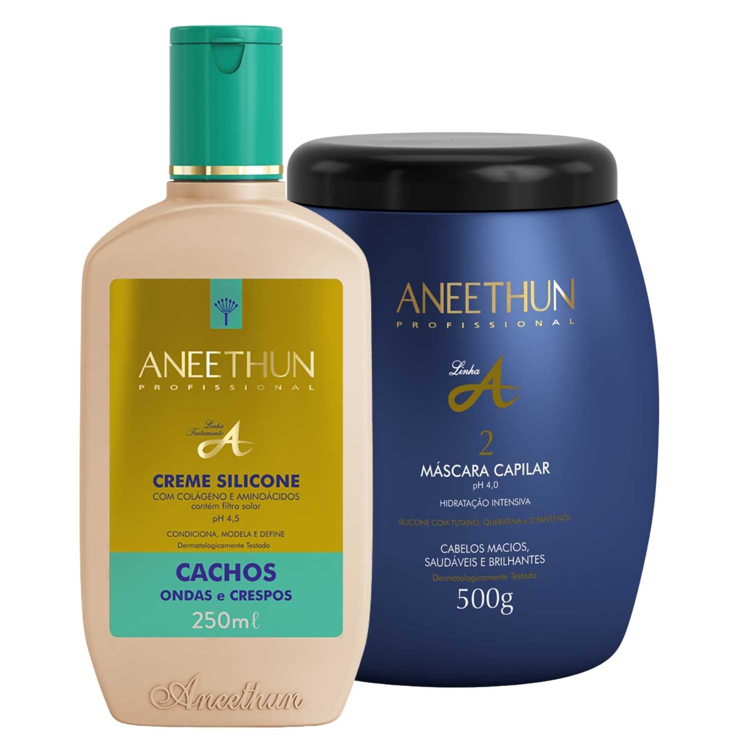 Kit Creme De Silicone Cachos E Mascara Linha A Aneethun