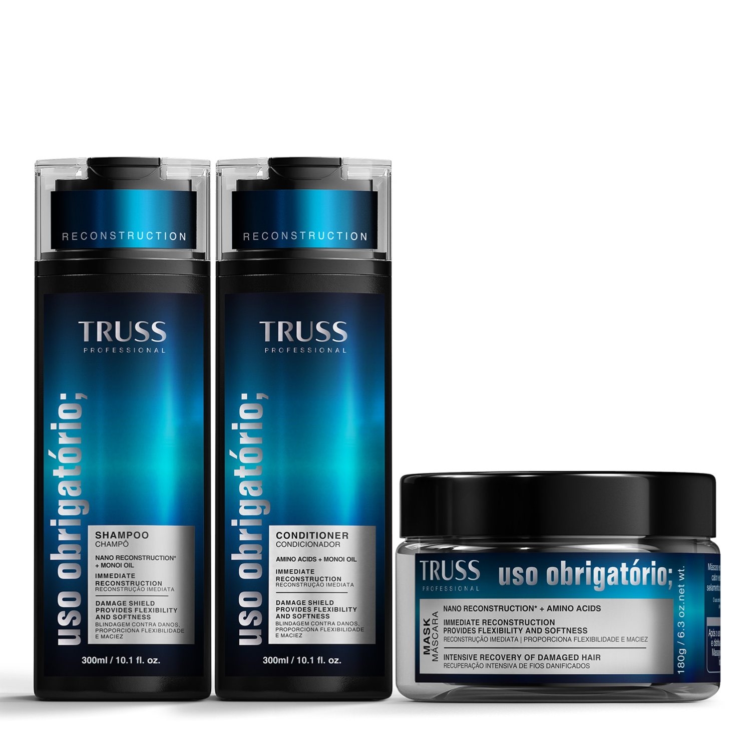 TRUSS KIT SHAMPOO CONDICIONADOR E MÁSCARA USO OBRIGATÓRIO