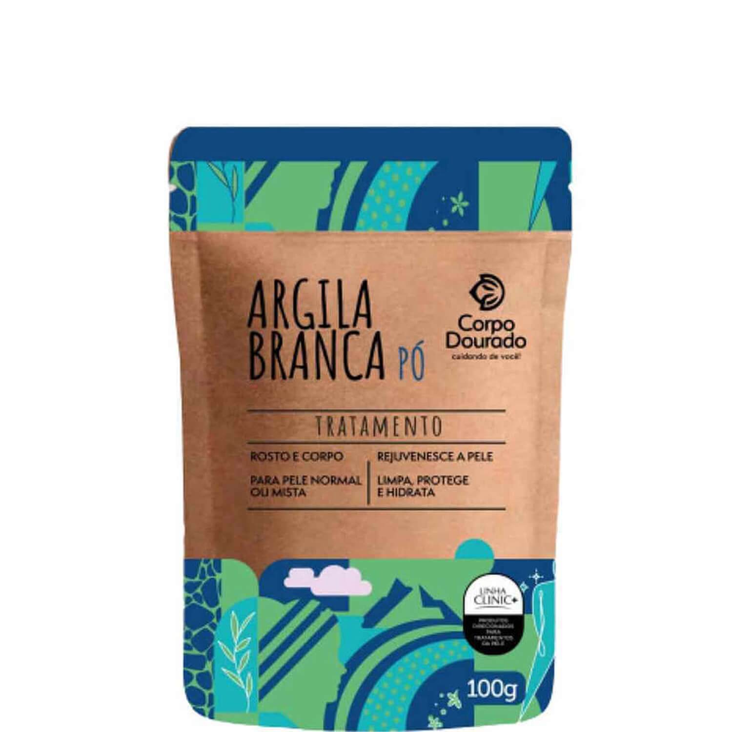 Corpo Dourado Clinic Mais - Argila Pó Branca Tratamento Facial e Corporal 100g