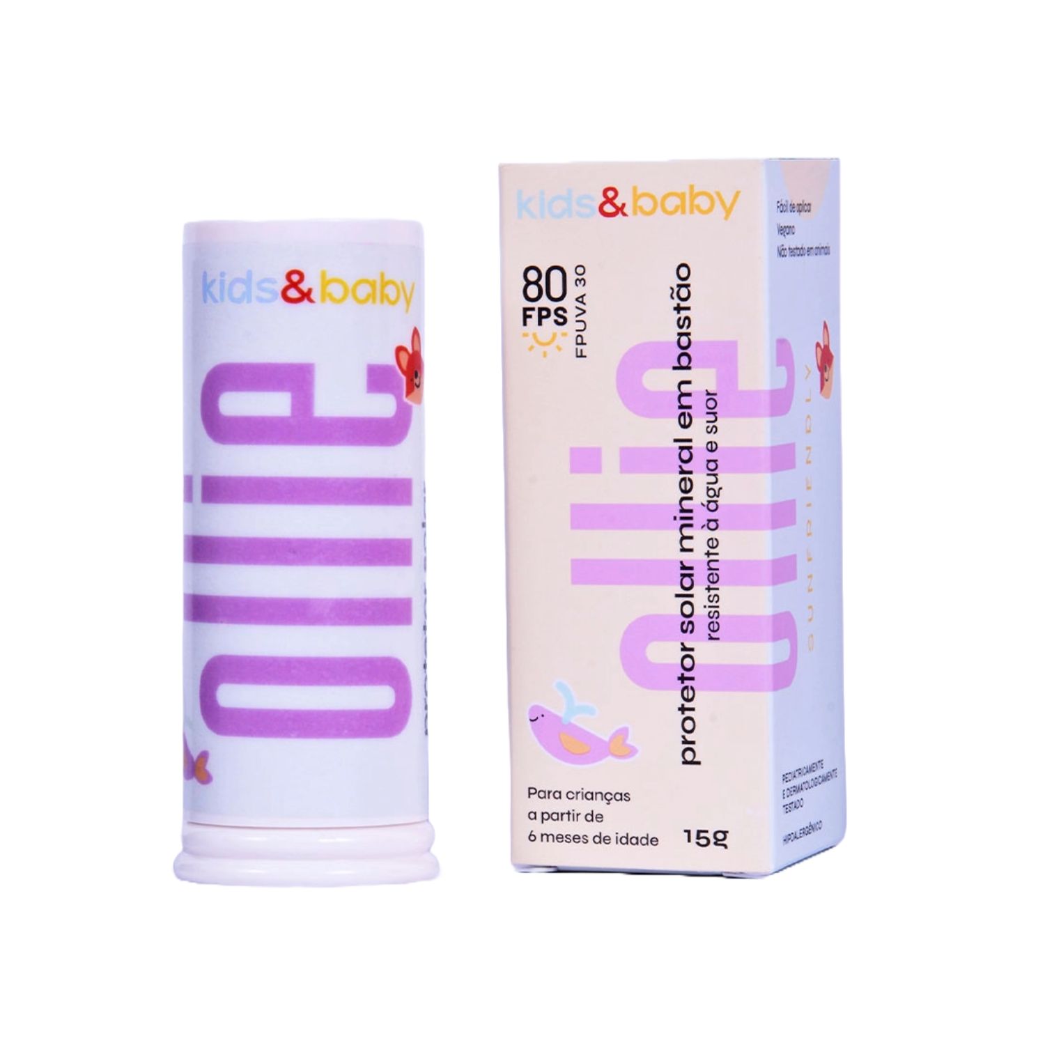 Ollie Kids&Baby FPS80 - Protetor Solar Facial em Bastão 15g