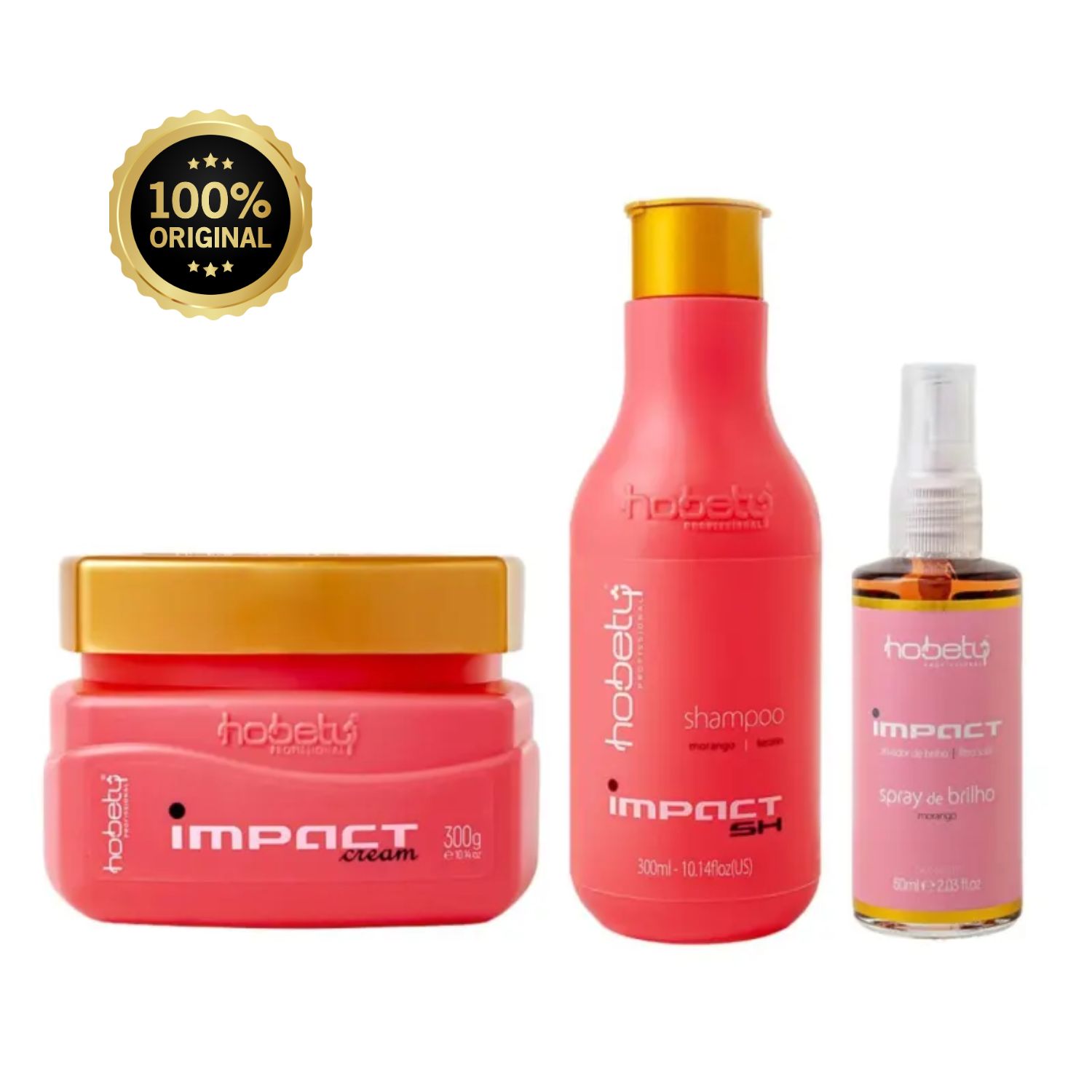 Hobety Impact - Shampoo 300ml + Mascara 300g + Spray de Brilho 60ml