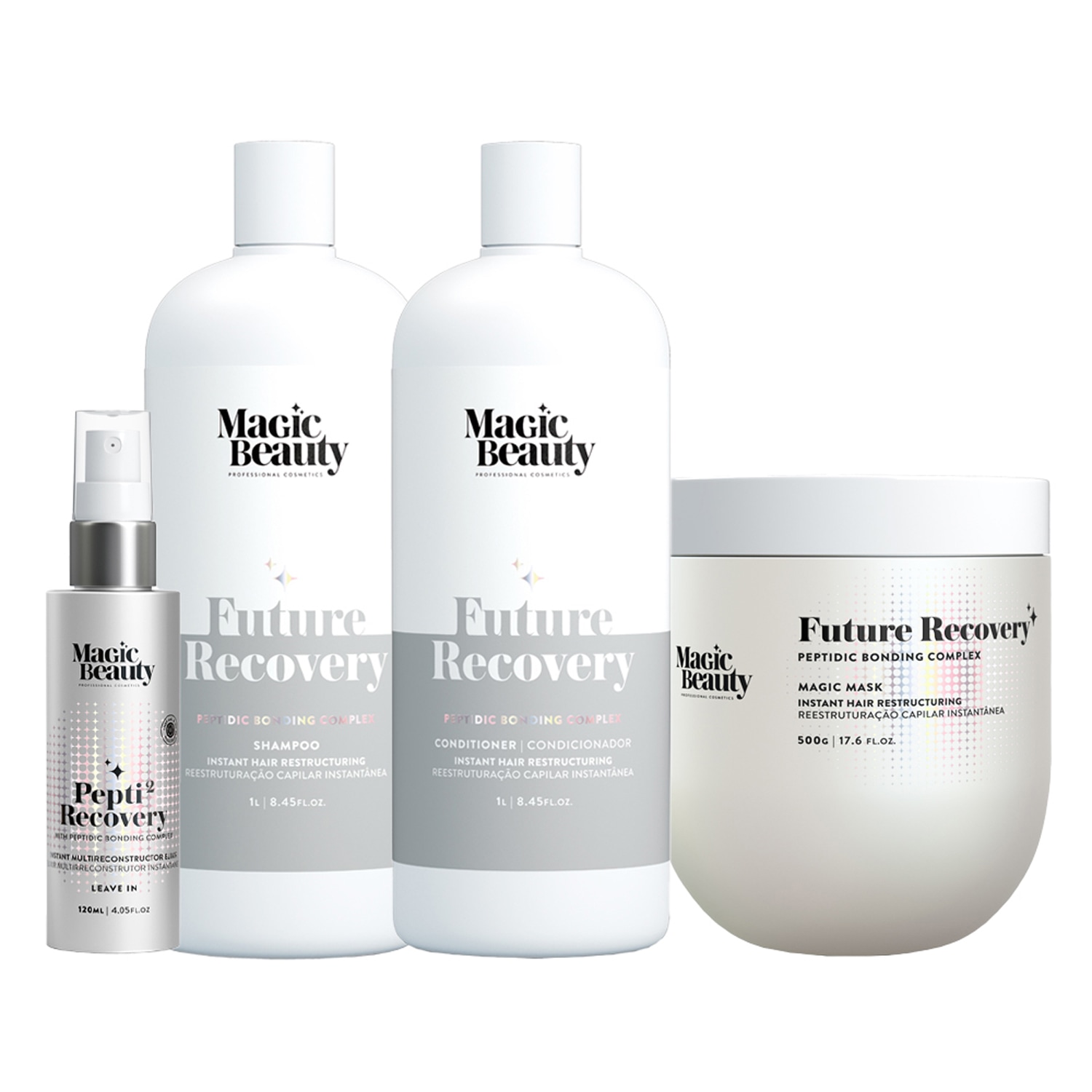 Kit Magic Beauty Future Recovery Shampoo 1000ml + Condicionador 1000ml + Máscara 500g + Leave-In Pepti 120ml
