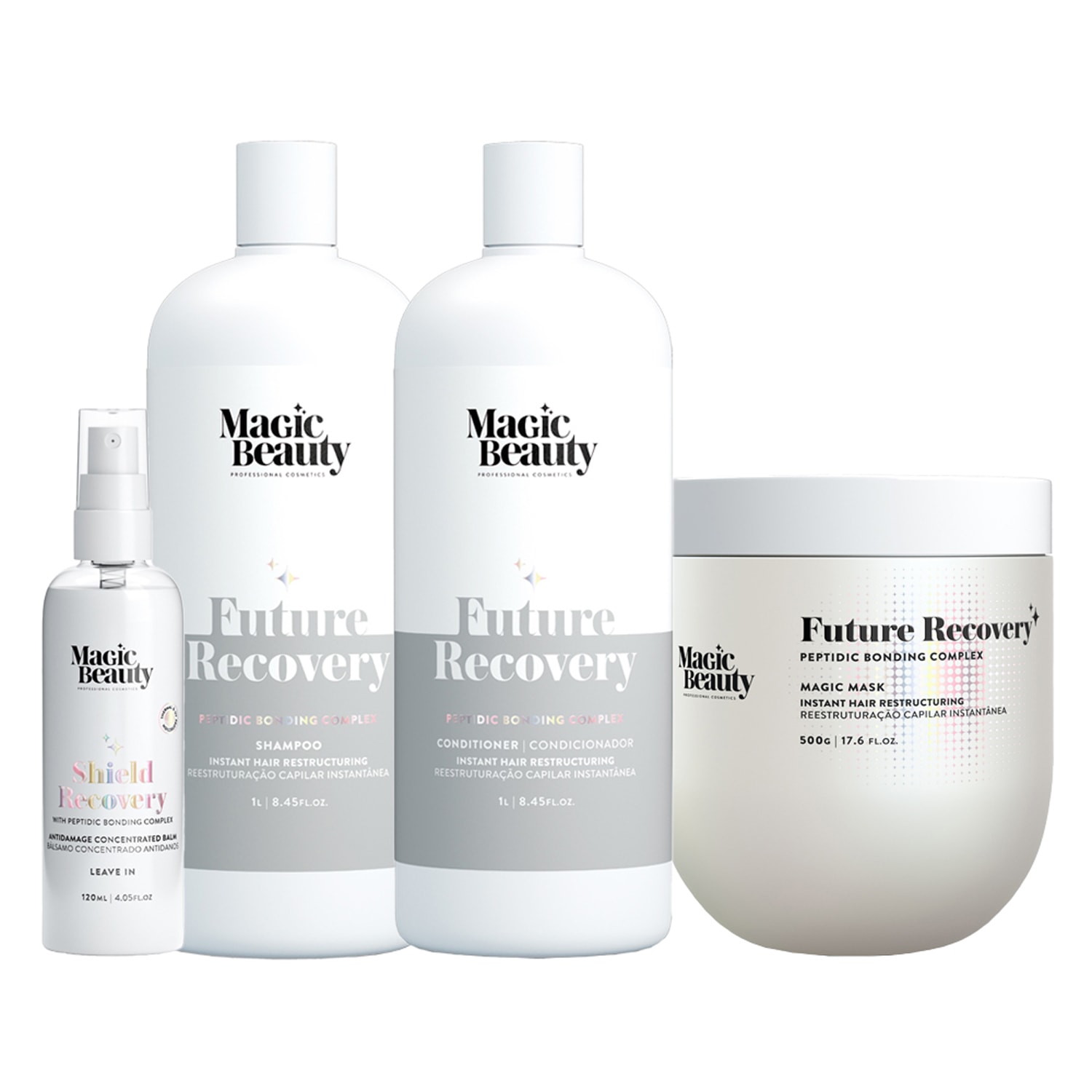 Kit Magic Beauty Future Recovery Shampoo 1000ml + Condicionador 1000ml + Máscara 500g + Leave-In Shield 120ml