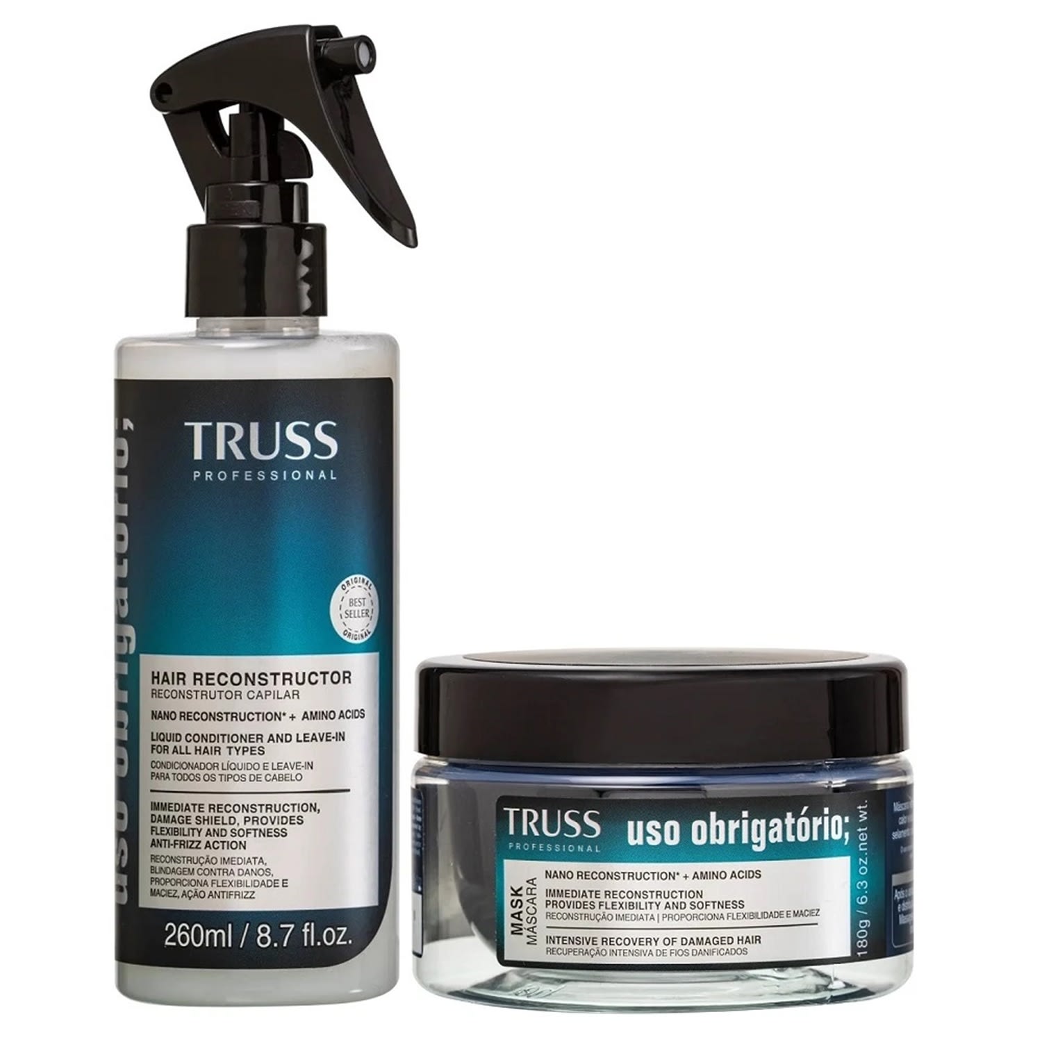 Kit TRUSS Uso Obrigatório Máscara 180g + Reconstrutor Spray 260ml