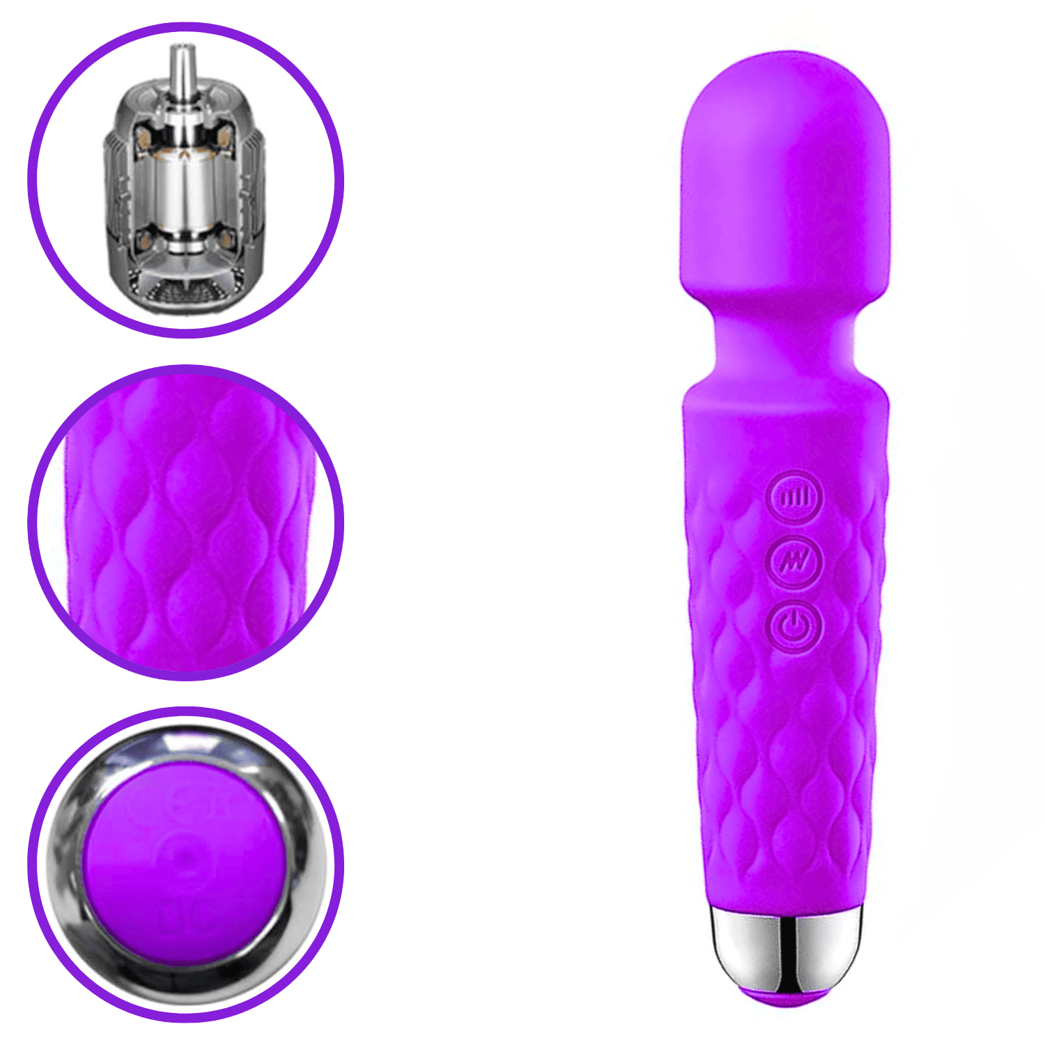 Vibrador Vibrador Varinha Mágica Recarregável Stacy com 20 Modos de Vibração Roxo