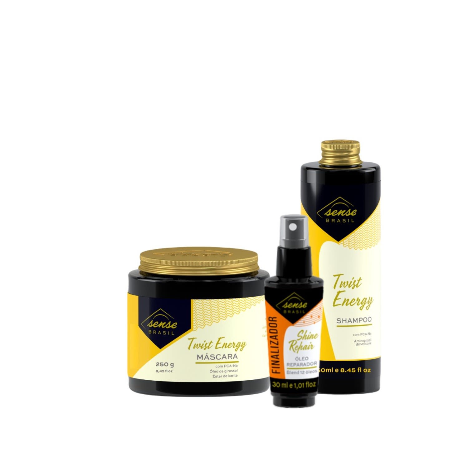 Kit Sense Twist Energy Shampoo + Máscara + Óleo Finalizador