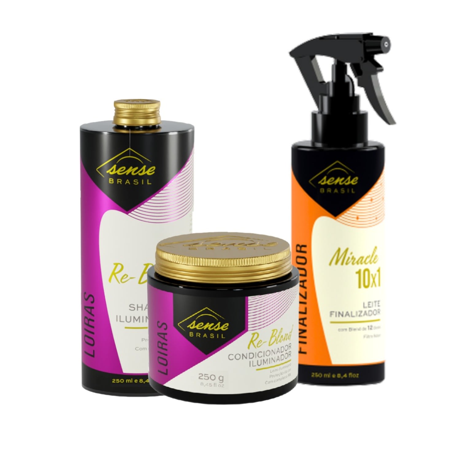 Kit Sense Re-Blond Shampoo + Condicionador + Miracle Finalizador