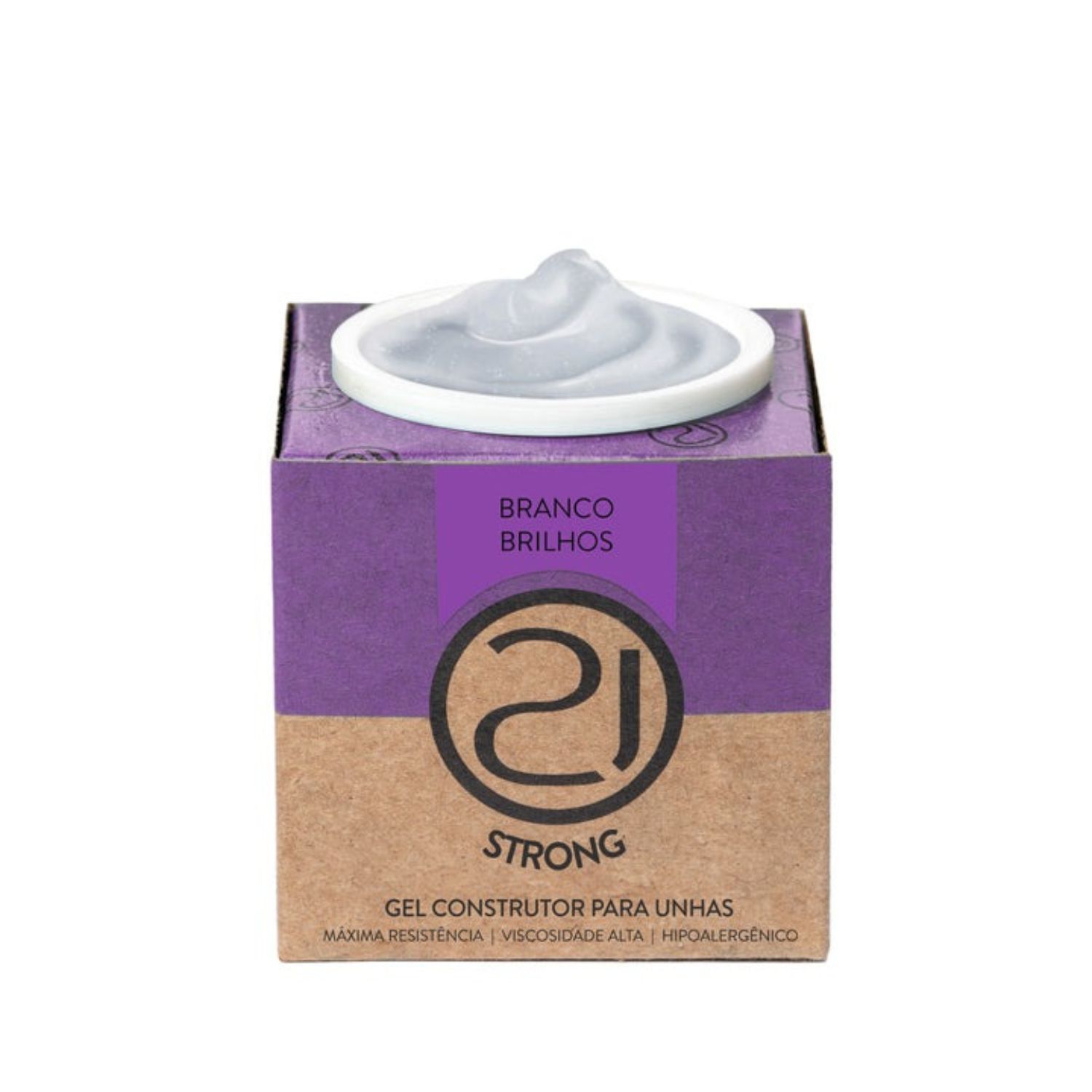 Nails 21 Strong Branco Brilhos - Gel Construtor para Unhas 16g