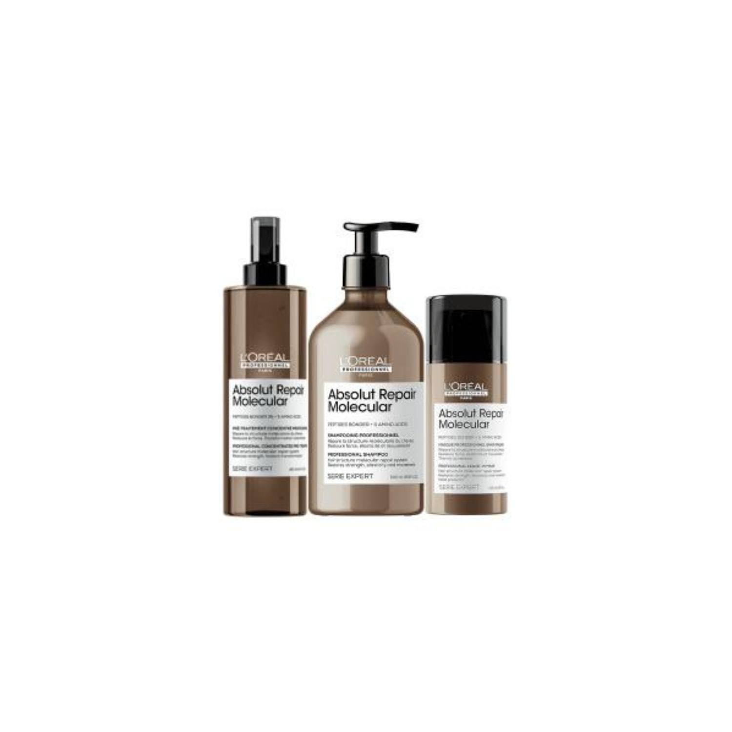 Kit Absolut Repair Molecular Shampoo 500ml, Pré-Shampoo e Leave-in 100ml - LÓreal