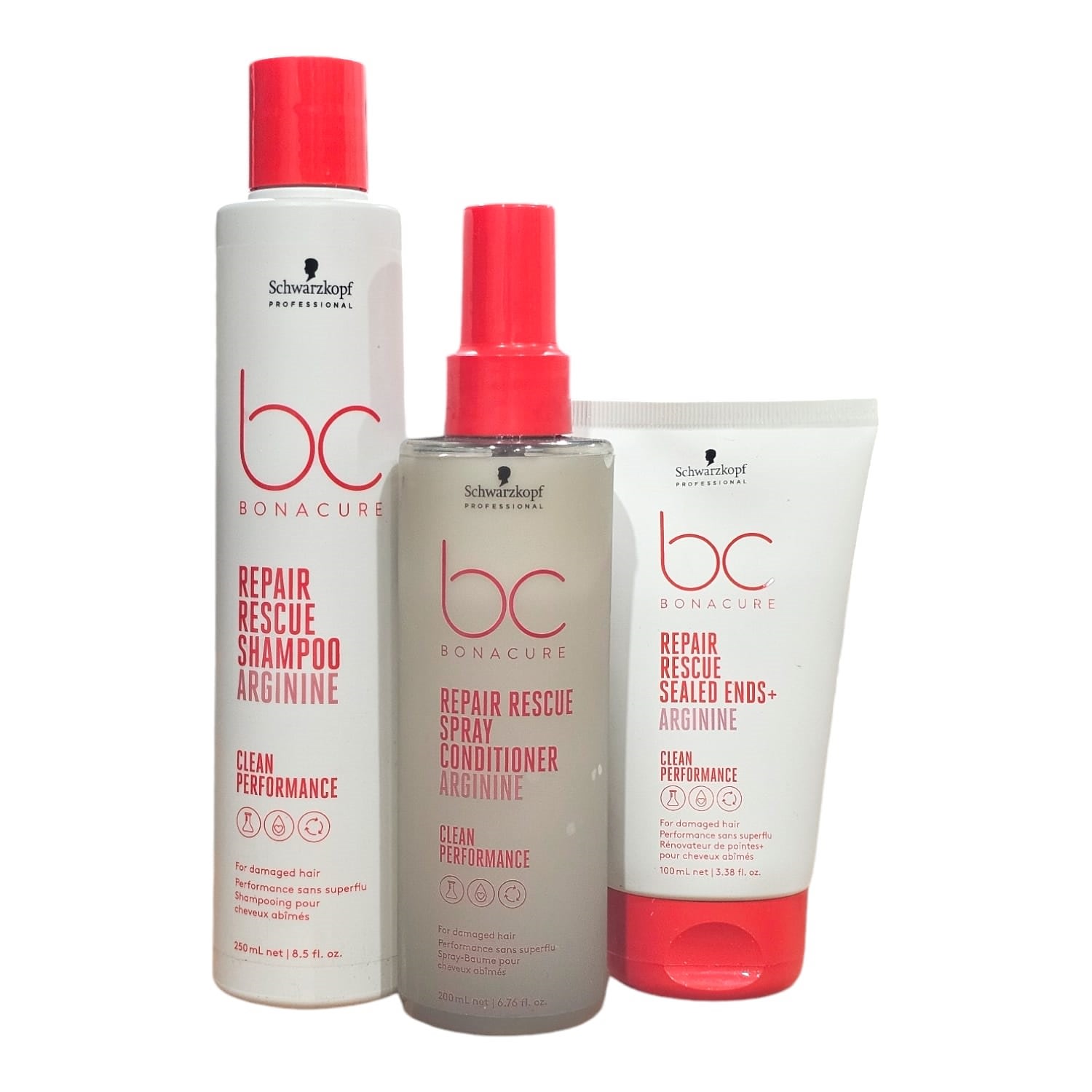 Kit Schwarzkopf Repair Rescue - Shampoo 250ml + Spray Conditioner 200ml + Sealed Ends 100ml