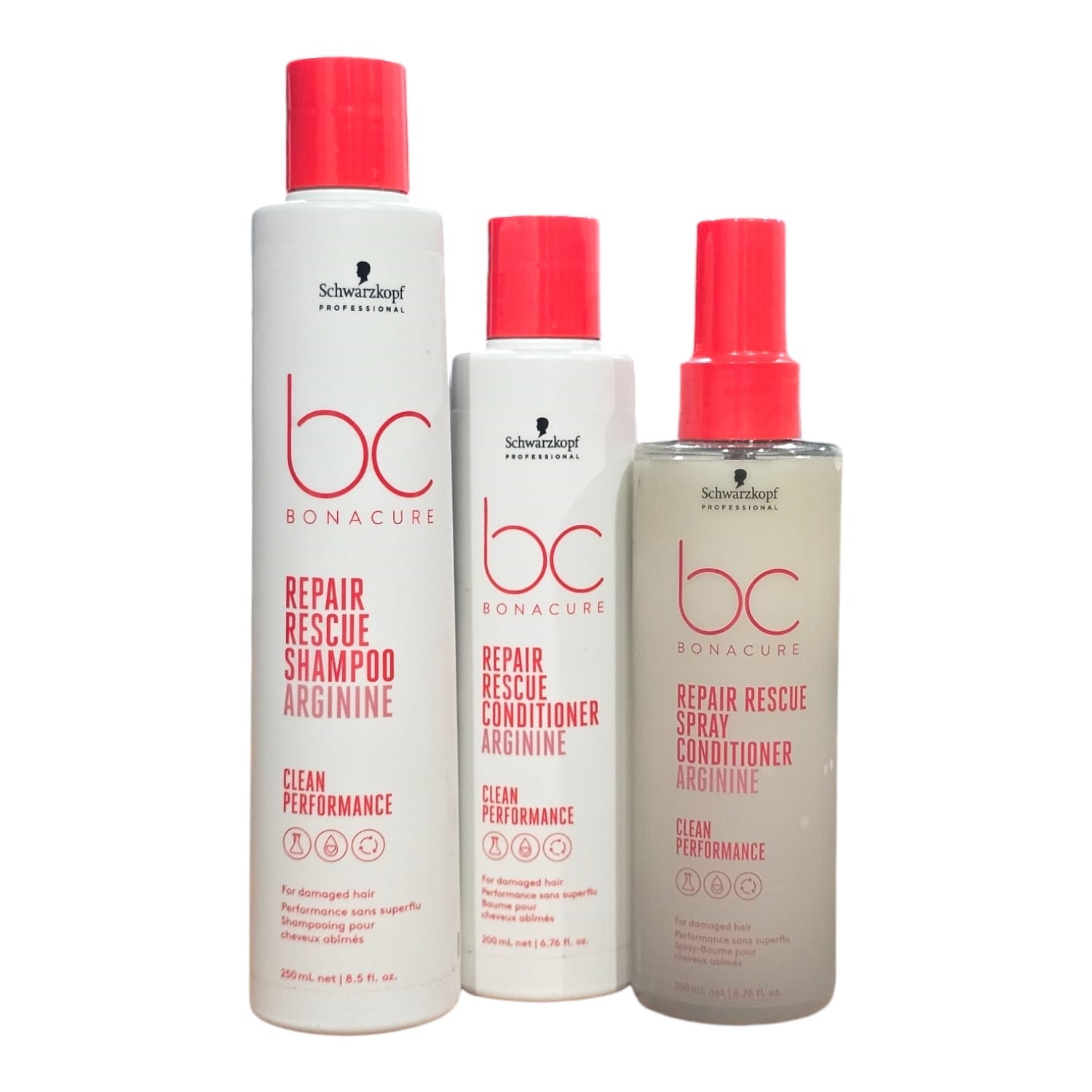Kit Schwarzkopf Repair Rescue - Shampoo 250ml + Condicionador 200ml + Spray Conditioner 200ml