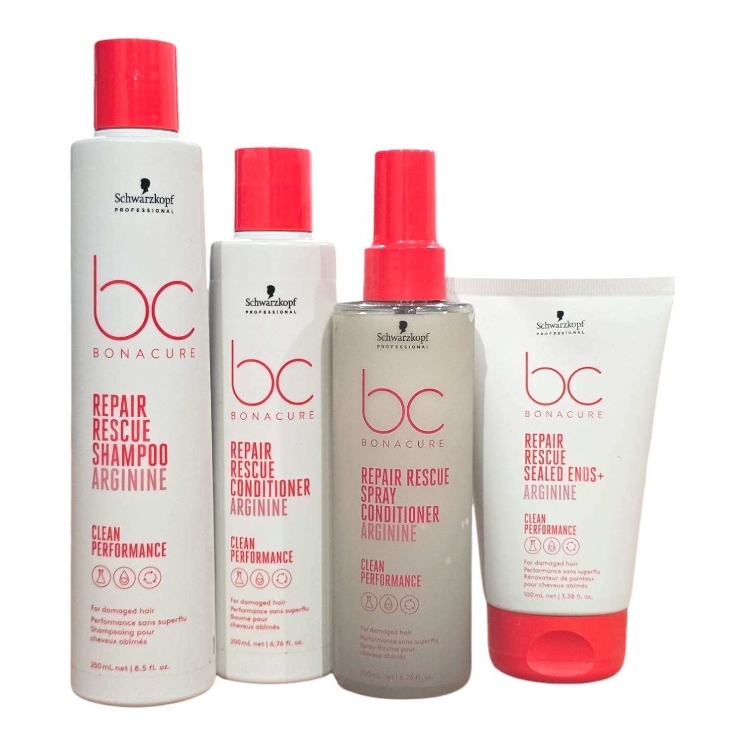 Kit Schwarzkopf Repair Rescue - Shampoo 250ml + Condicionador 200ml + Spray Conditioner 200ml + Sealed Ends 100ml