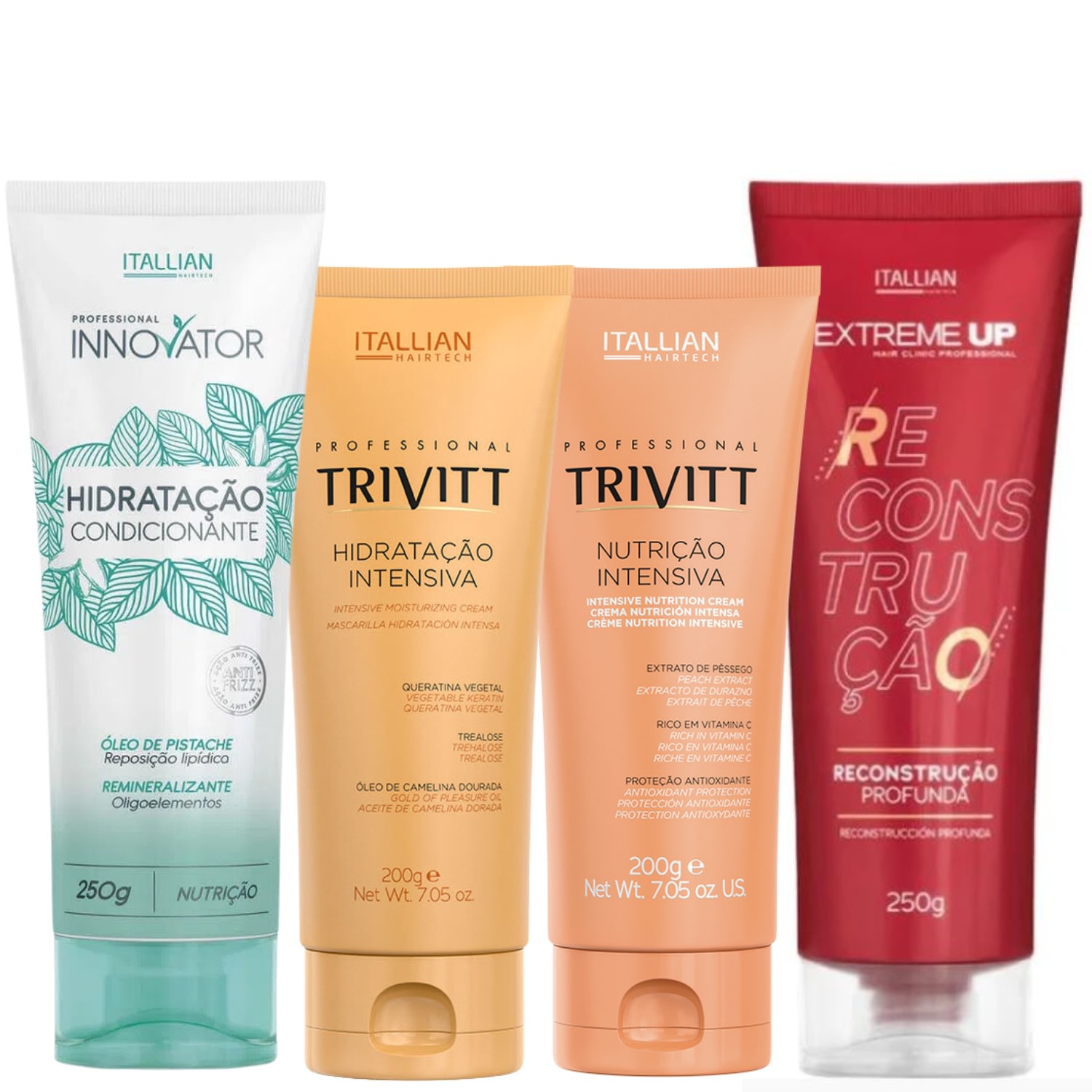 Kit Cronograma Capilar Nutrição e Hidratação Trivitt, Hidratação Innovator e Reconstrução Extreme-Up