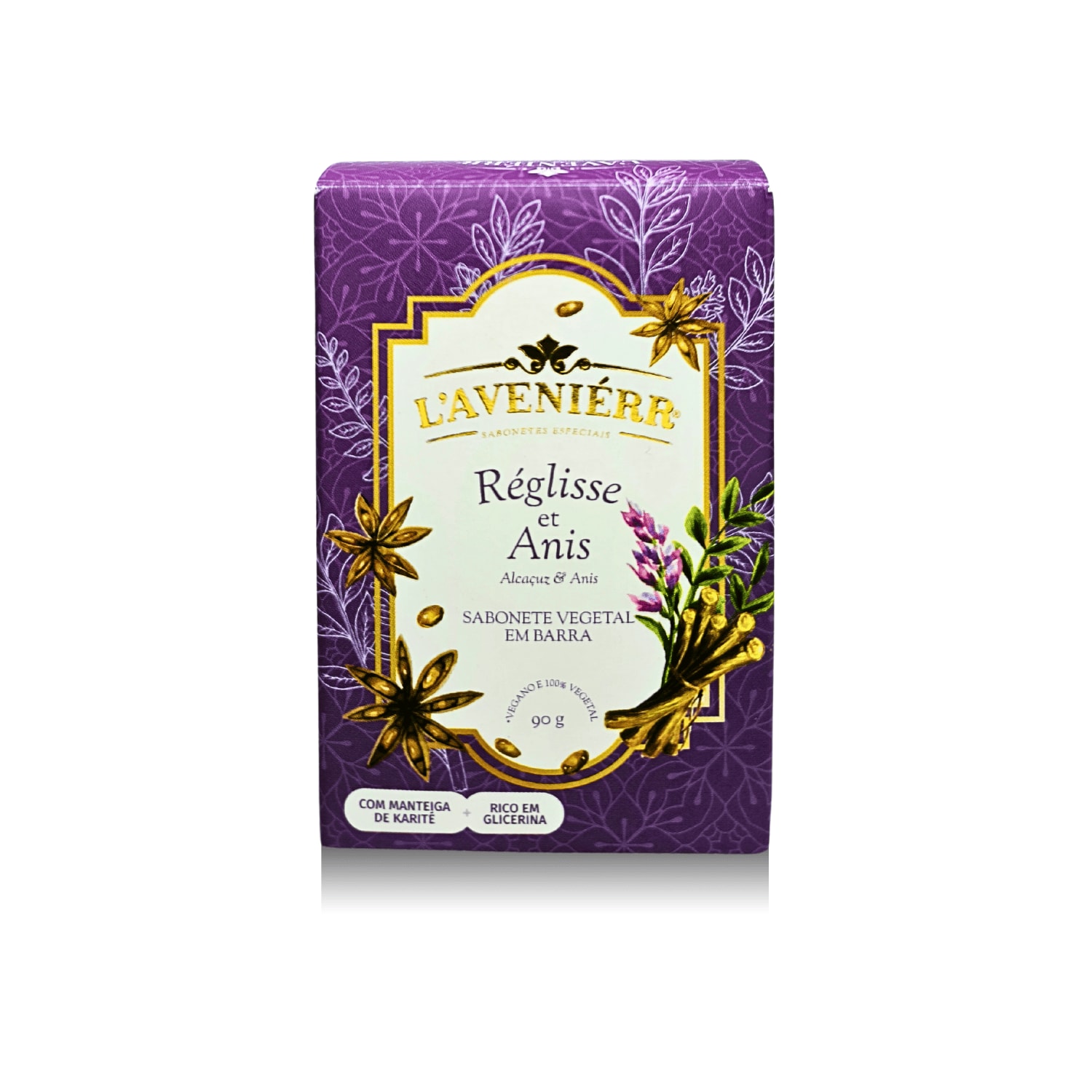 Sabonete Vegetal em Barra Réglisse et Anis: Alcaçuz e Anis