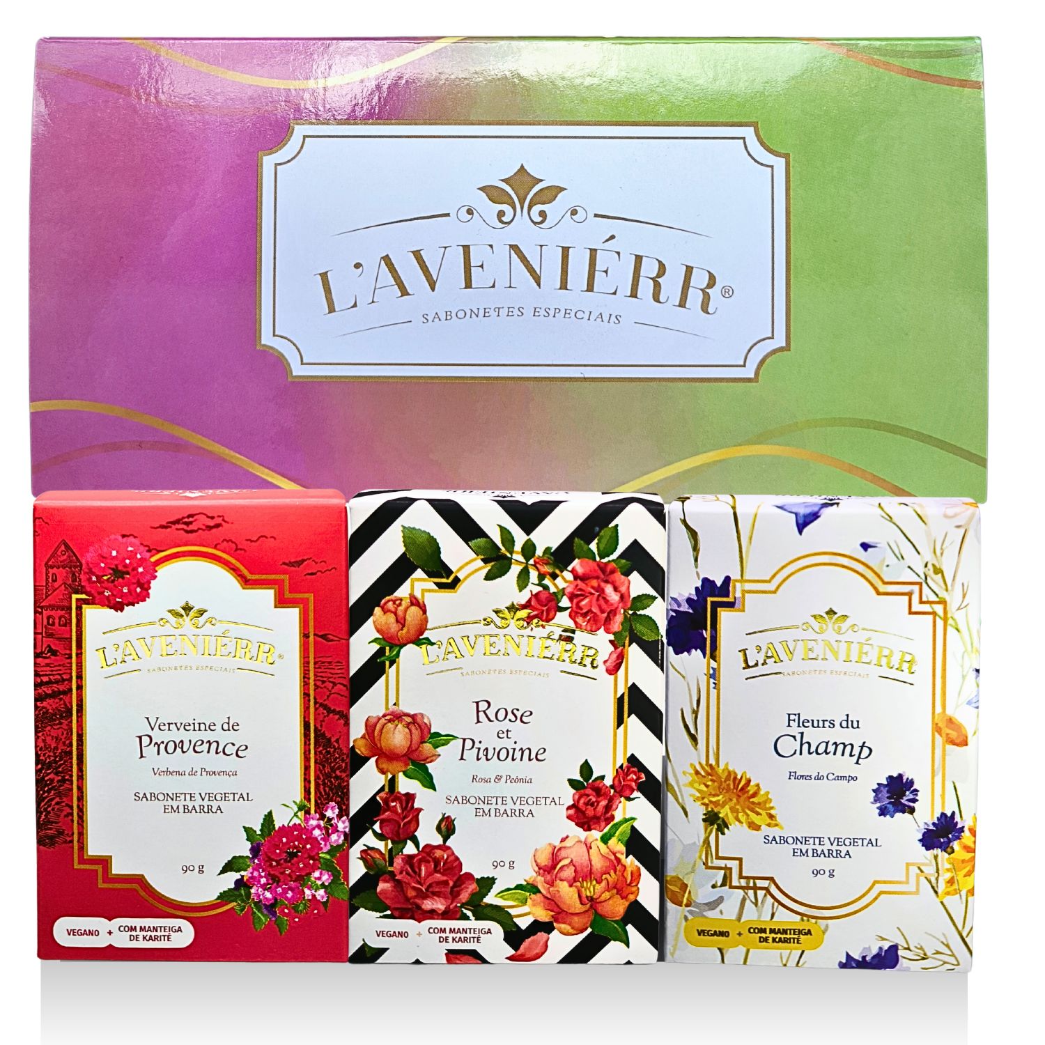 Kit Sabonete Vegetal 3 Barras Misto Floral