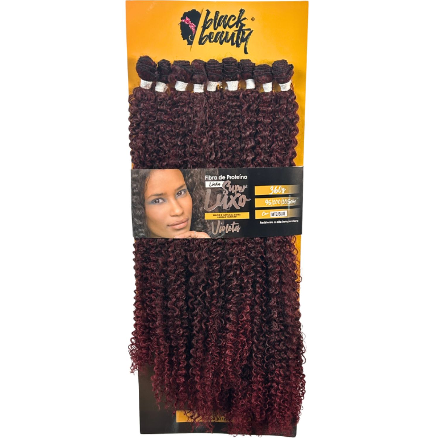 Black Beauty Fibra de Proteína Super Luxo Violeta MT2/Bug - Aplique de Cabelo 360g