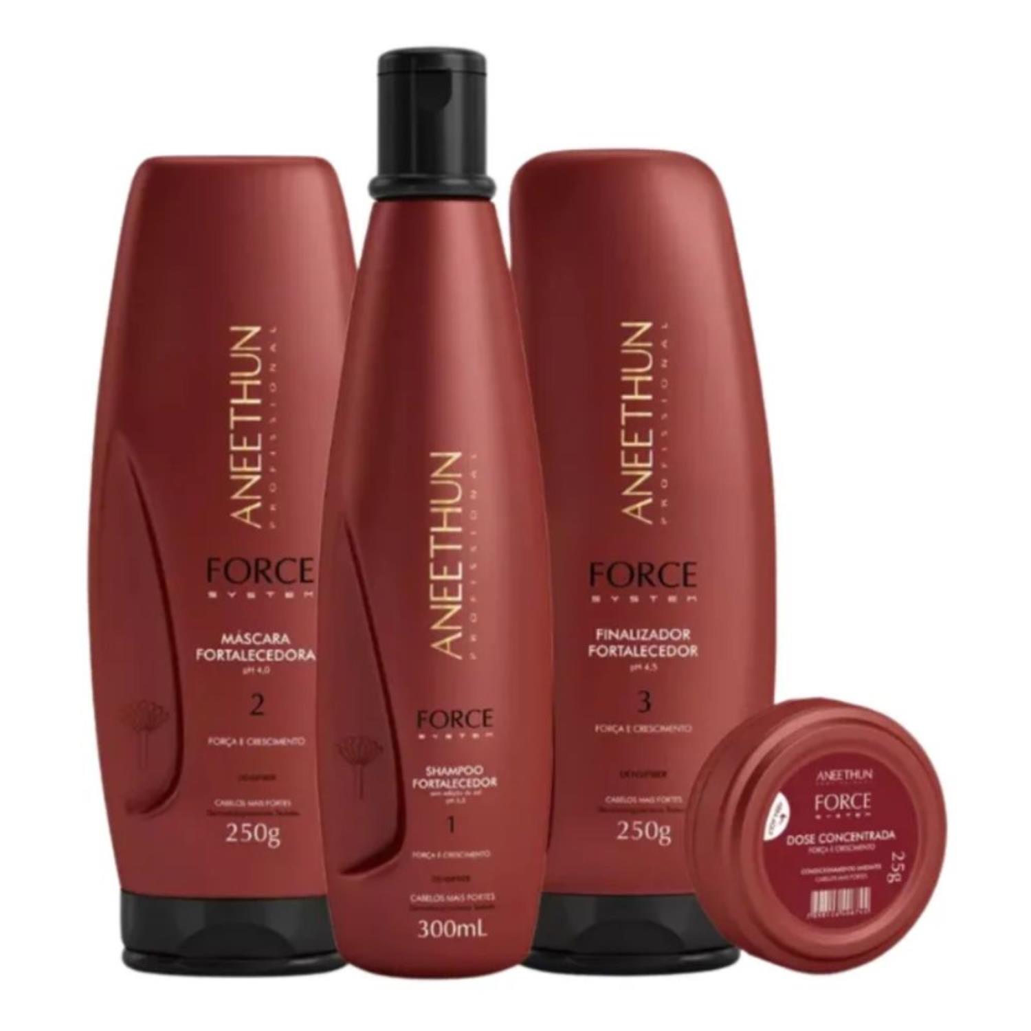 Kit Aneethun Force Shampoo+Máscara+Finalizador+Dose ( 4 produtos)