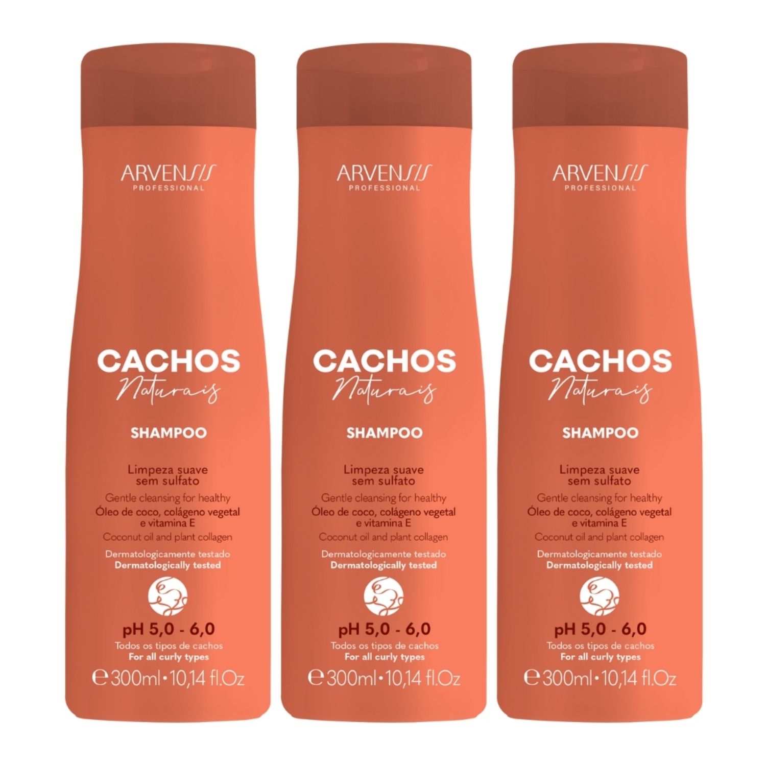 Kit Arvensis Cachos Naturais 3 Shampoo Sem Sulfato 300ml