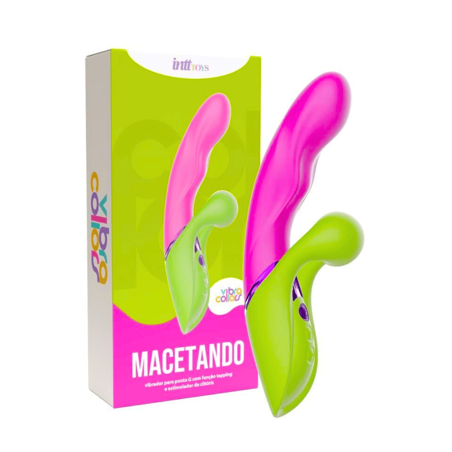 Vibrador Macetando Penetrável com Estímulo Clitoriano e Função Tapping Linha Vibra Collors
