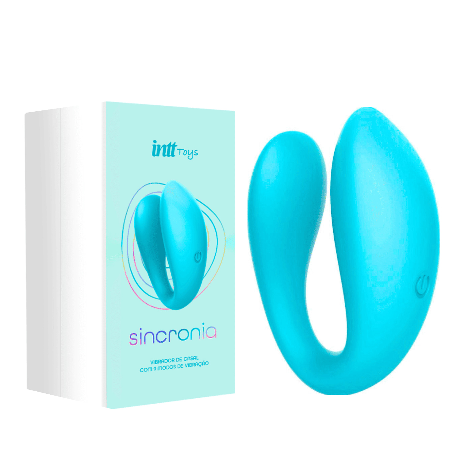 Sincronia Vibrador de Casal Recarregável com 9 Modos de Vibração - Azul
