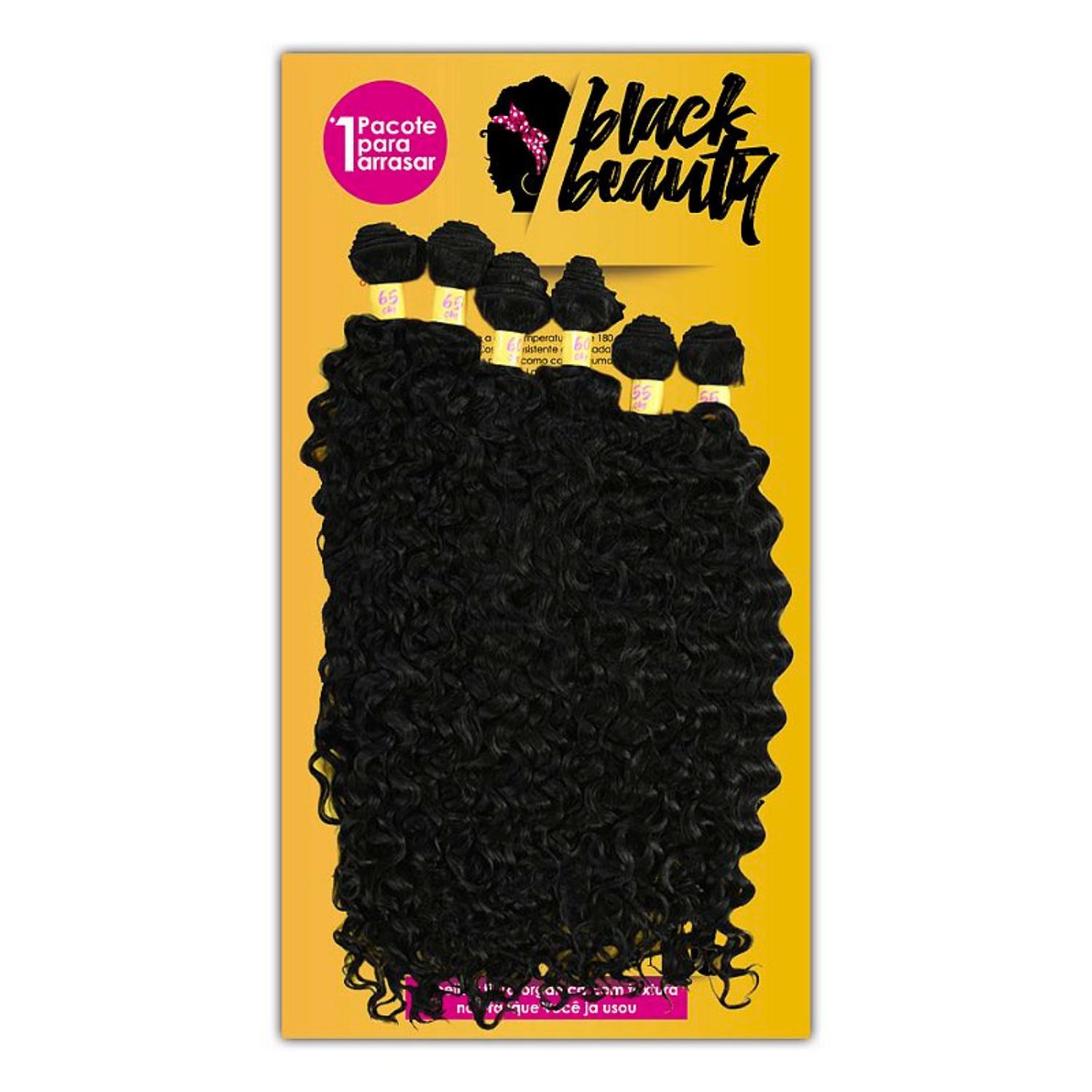 Black Beauty Fibra Orgânica Cacho 3 1B - Aplique de Cabelo 55cm/65cm