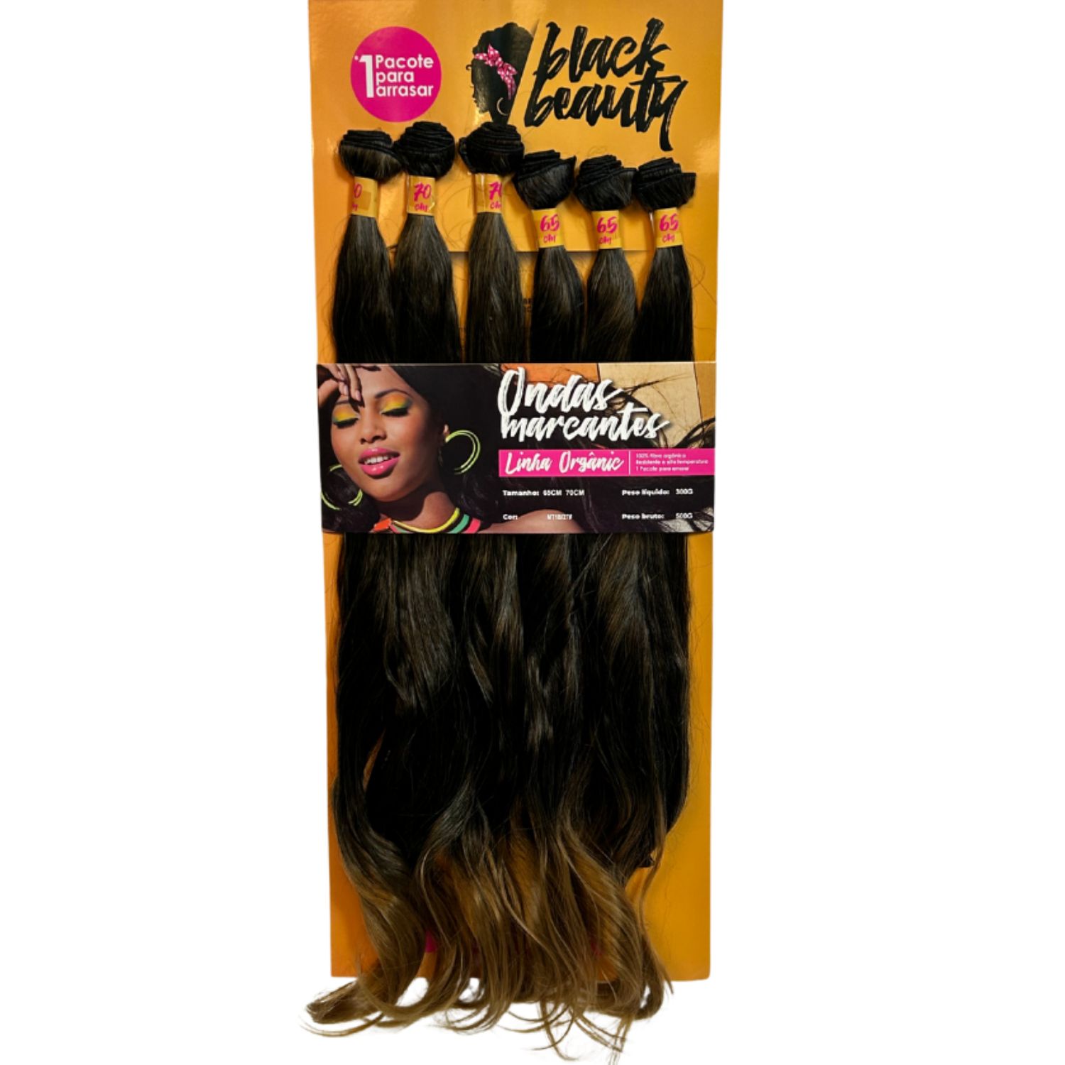 Black Beauty Linha Organic Ondas Marcantes MT1B/27 - Aplique de Cabelo 65/70cm (300g)