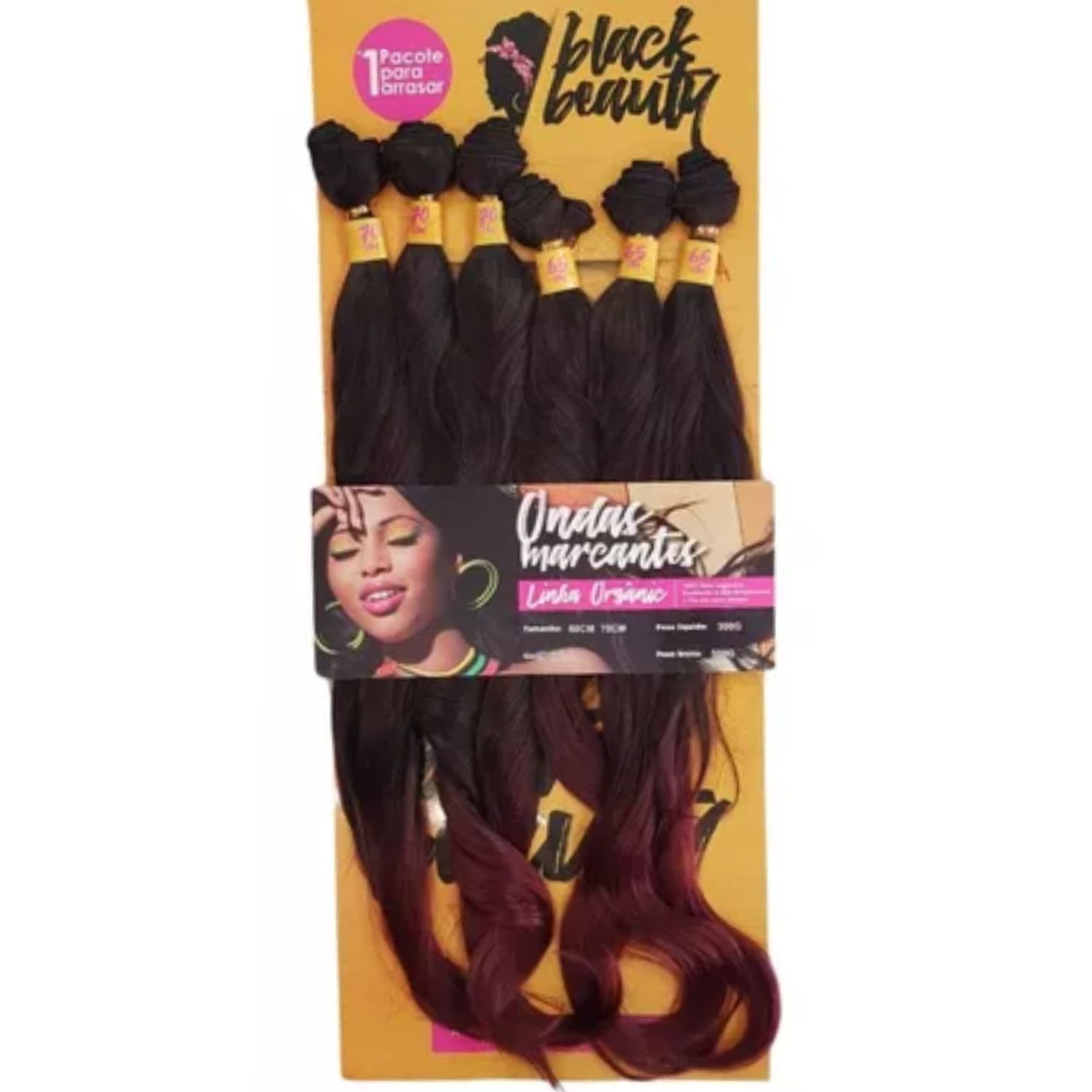 Black Beauty Linha Organic Ondas Marcantes MT1B/BUG - Aplique de Cabelo 65/70cm (300g)