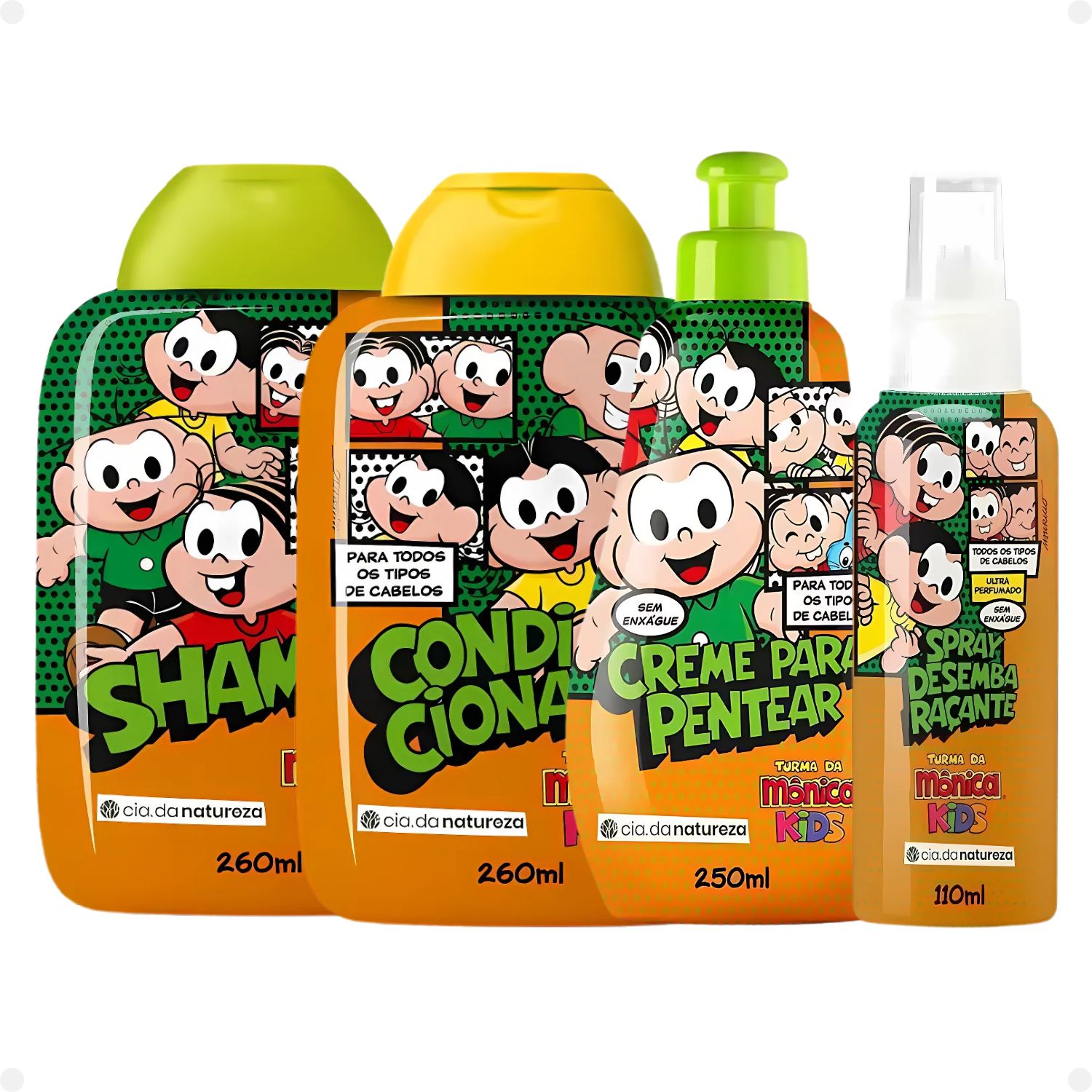 Kit Cia da Natureza Turma da Mônica Kids: Shampoo, Condicionador, Creme e Spray