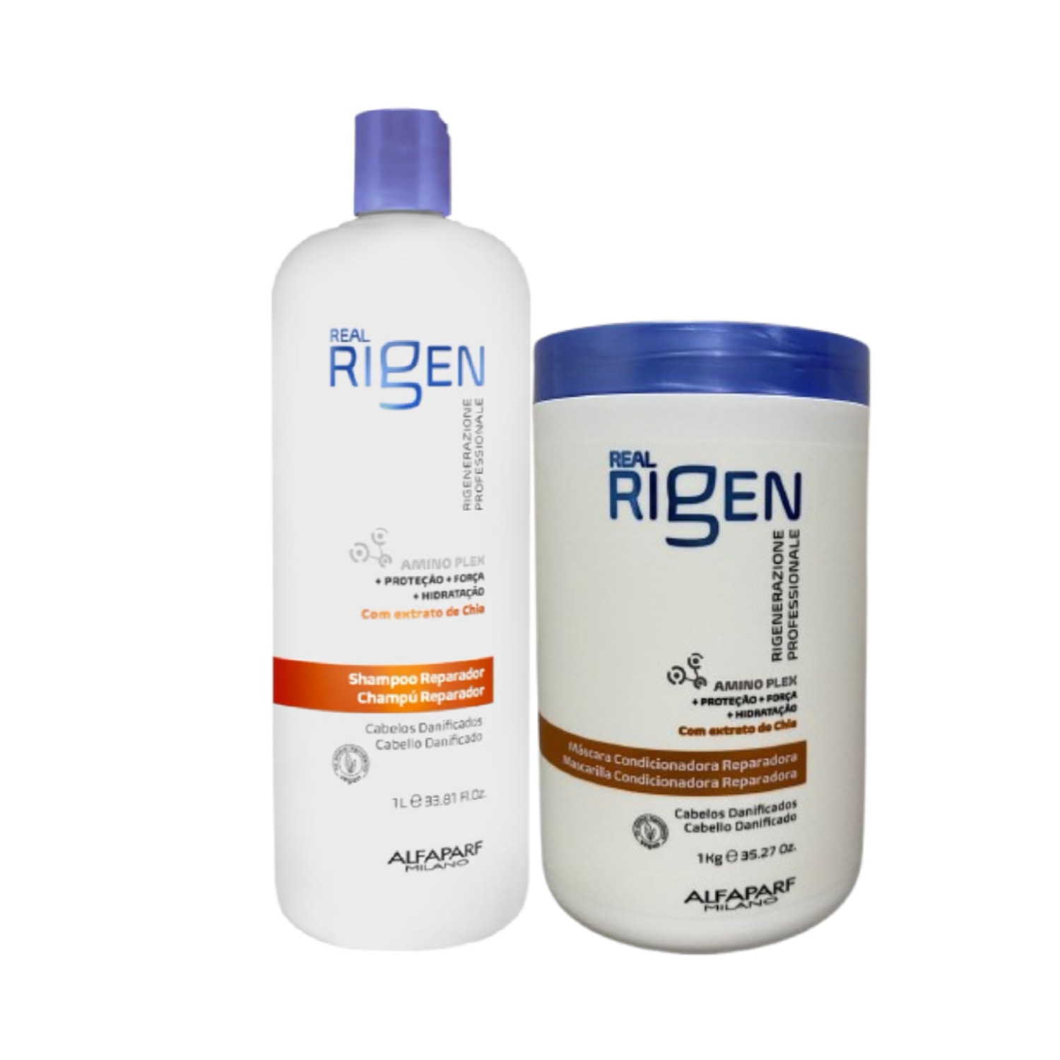 Kit Shampoo + Máscara Alfaparf Milano Real Rigen 1L