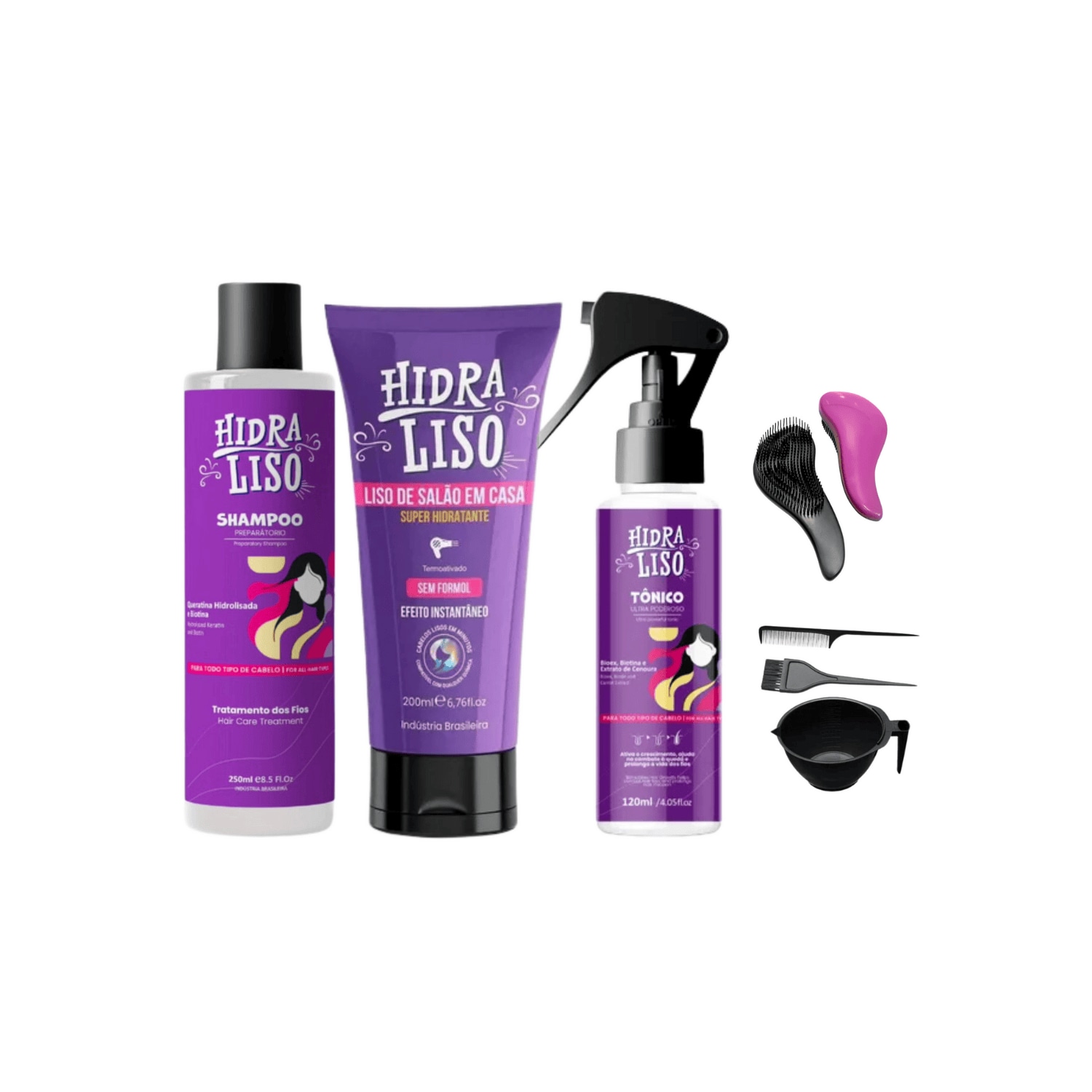 Alisante De Chuveiro Hidra Liso + Shampoo + Tônico Capilar