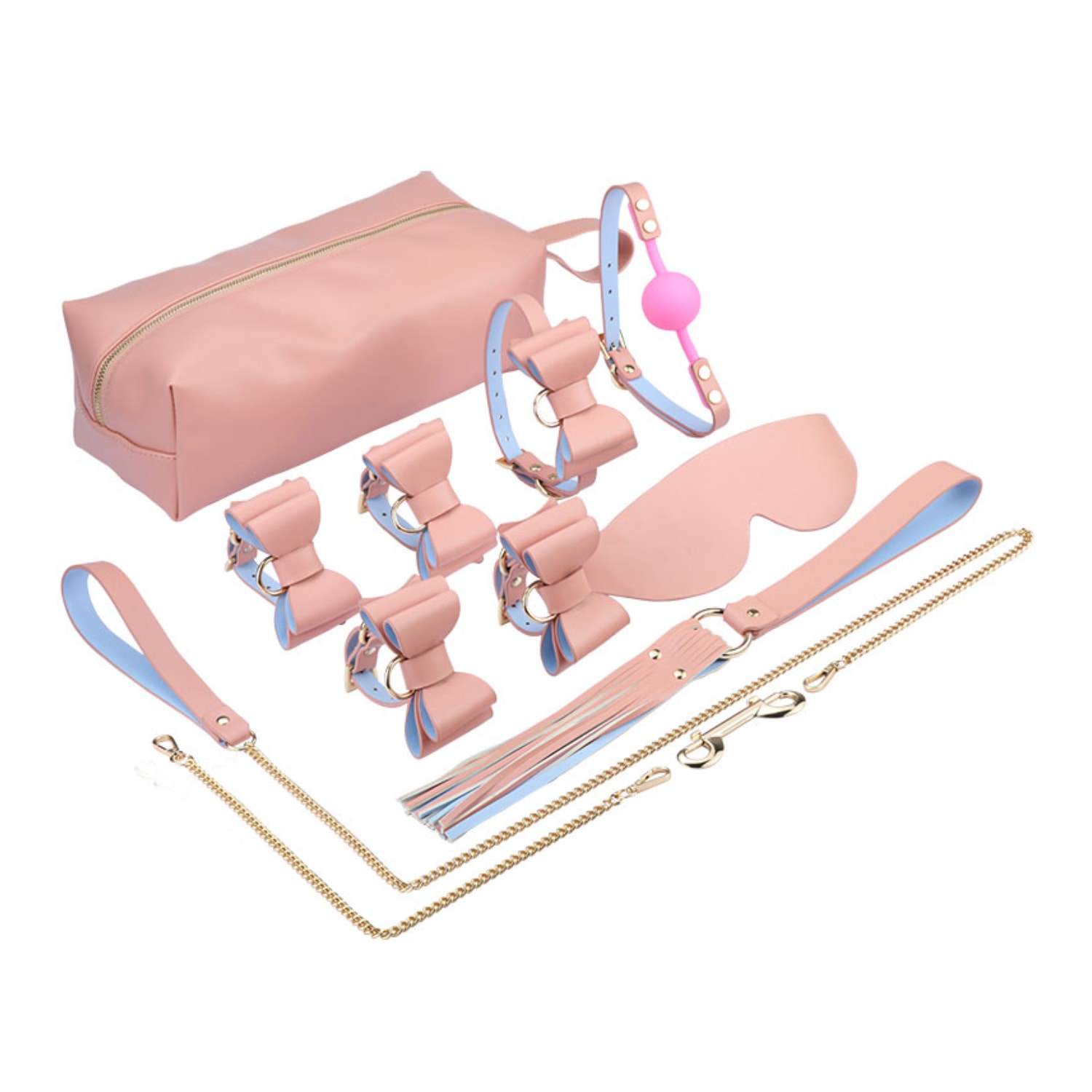 Kit Bondage com 8 Peças Sado Detalhes Laço Borboleta e Estojo Portátil