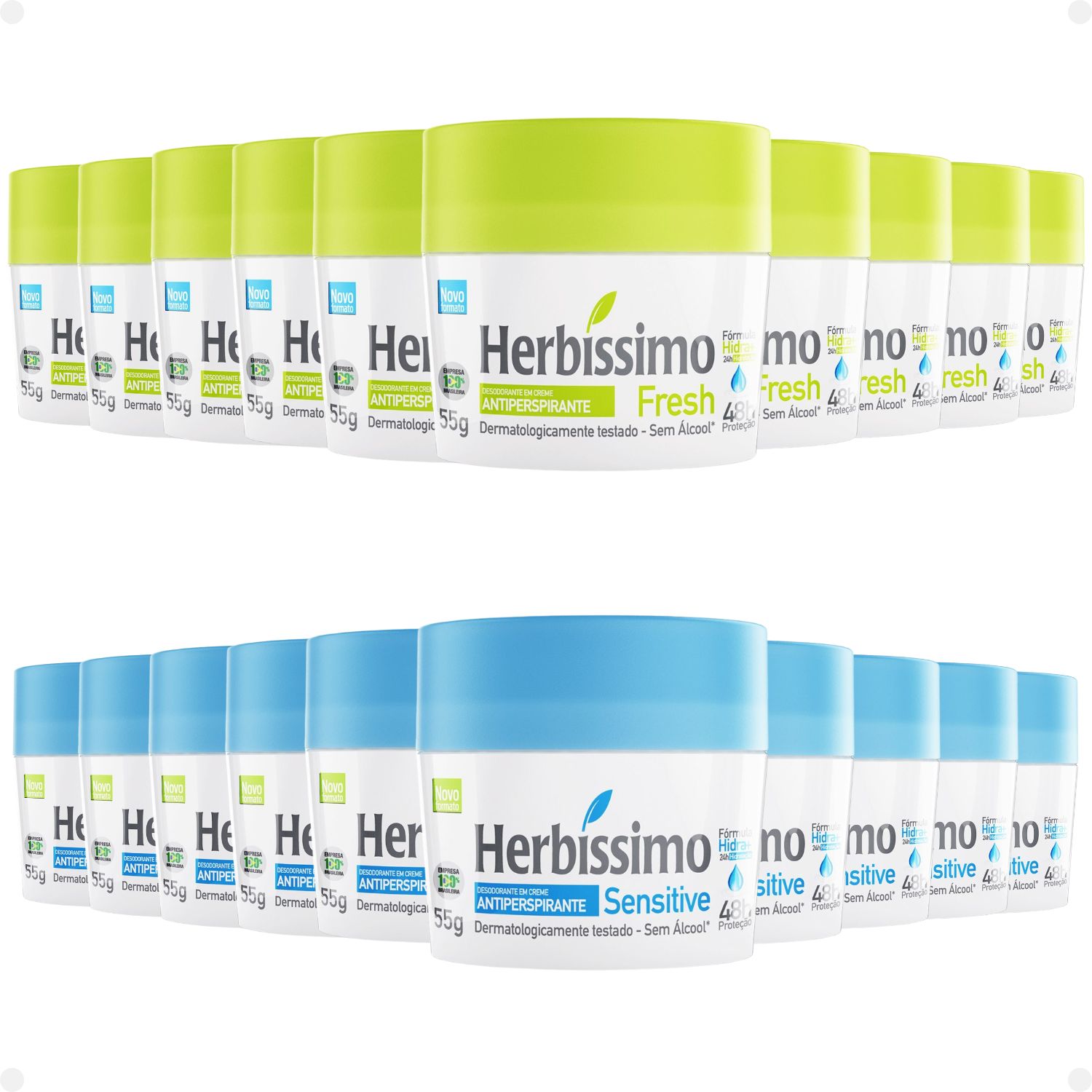 Kit Herbíssimo Desodorante: 10 Fresh e 10 Sensitive 55g