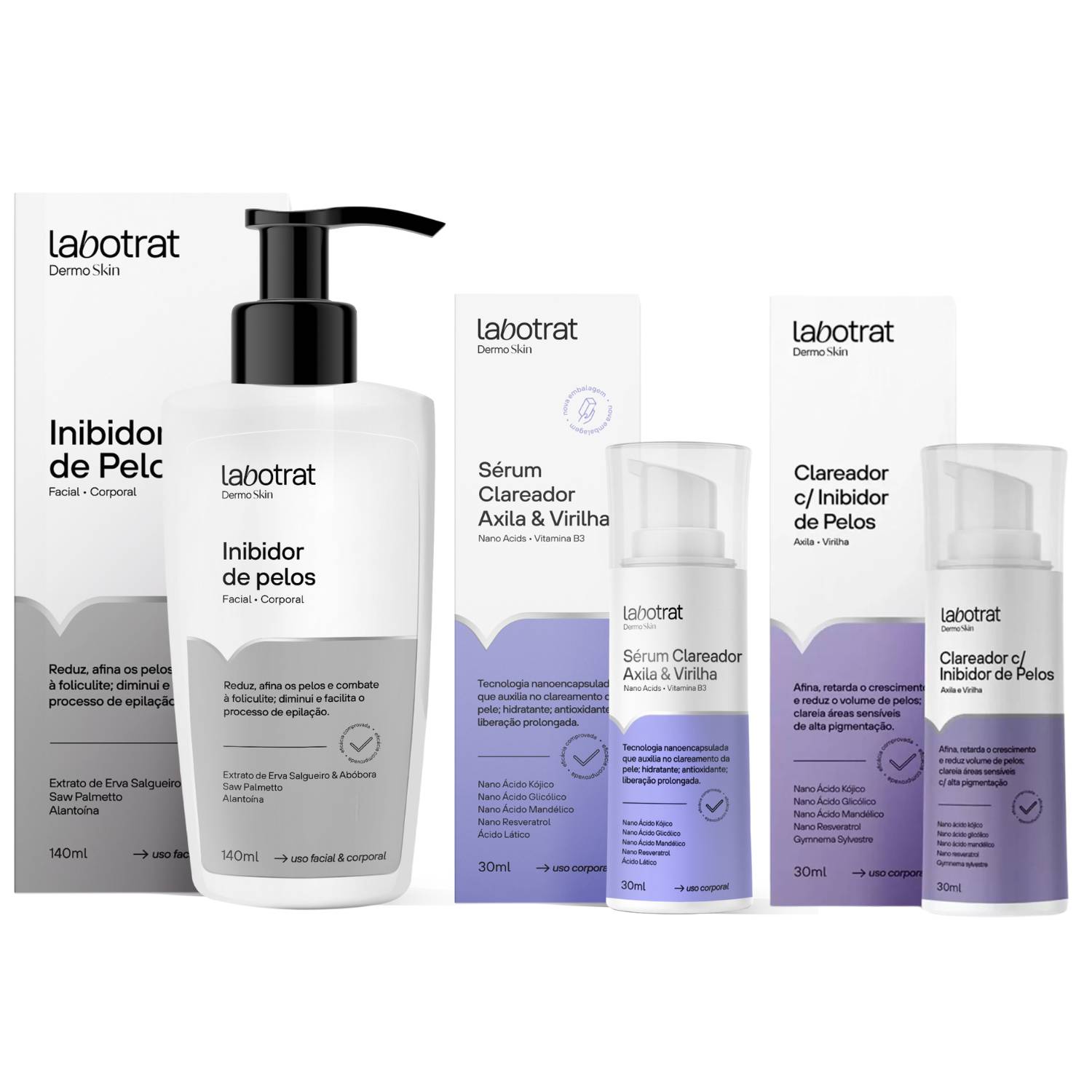 KIT TRIO CLAREADOR E INIBIDOR DE PELOS - LABOTRAT