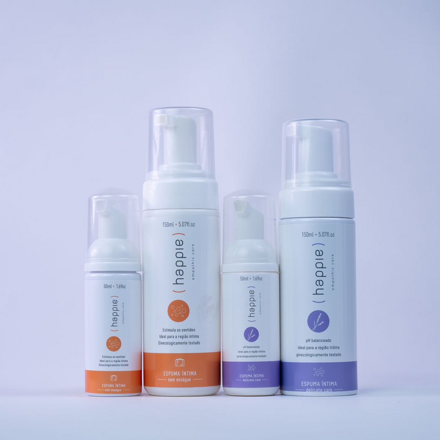 Kit Espumas íntimas sem e com enxágue 150 e 50 ml