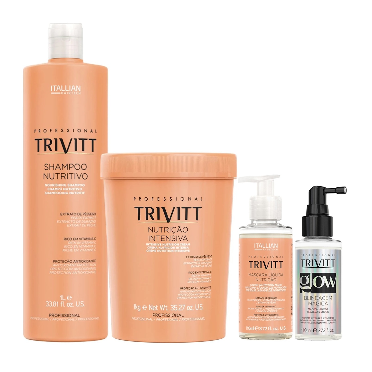 Kit Trivitt Nutrição Capilar Profissional Extrato de Pêsego (4 Produtos)