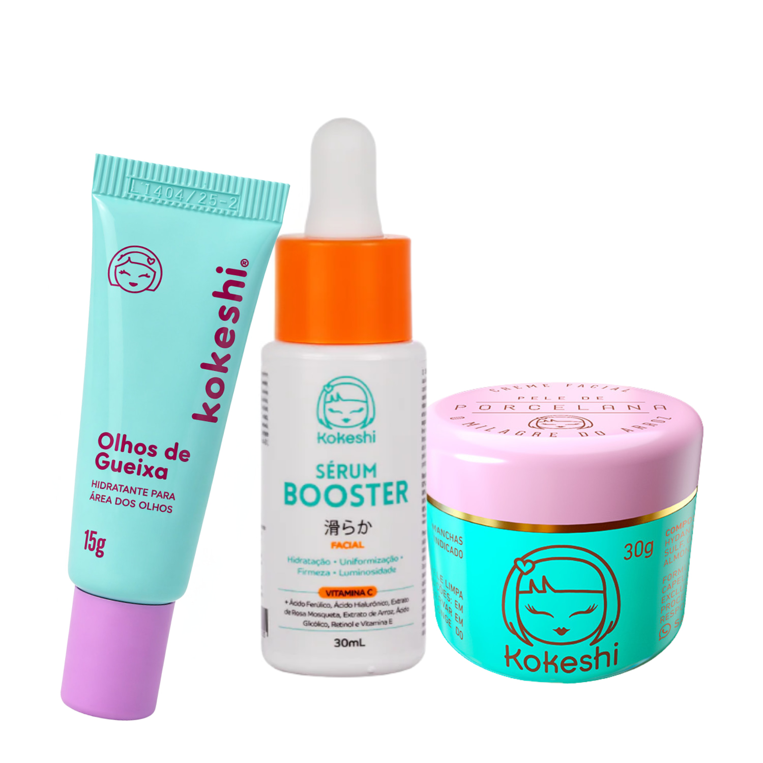 Kit Renovadores Kokeshi Pele de Porcelana Gueixa Sérum Vit C