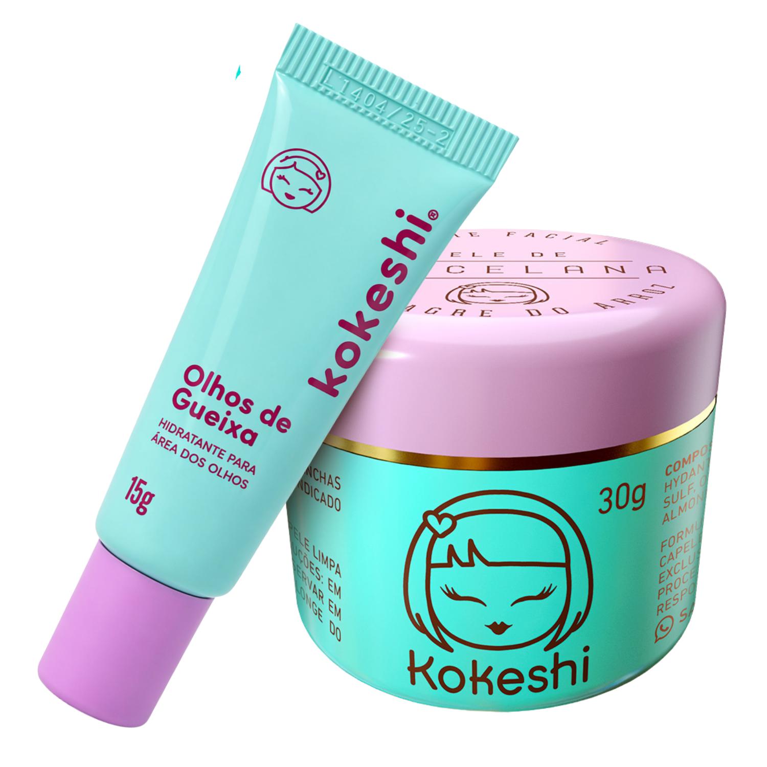 Kit Dupla Renovadores Faciais Kokeshi Pele Porcelana Olhos Gueixa