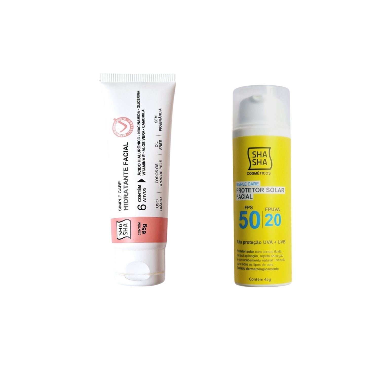 Kit Protetor Solar Facial FPS 50 + Hidratante Facial 65g SHA SHA Cosméticos