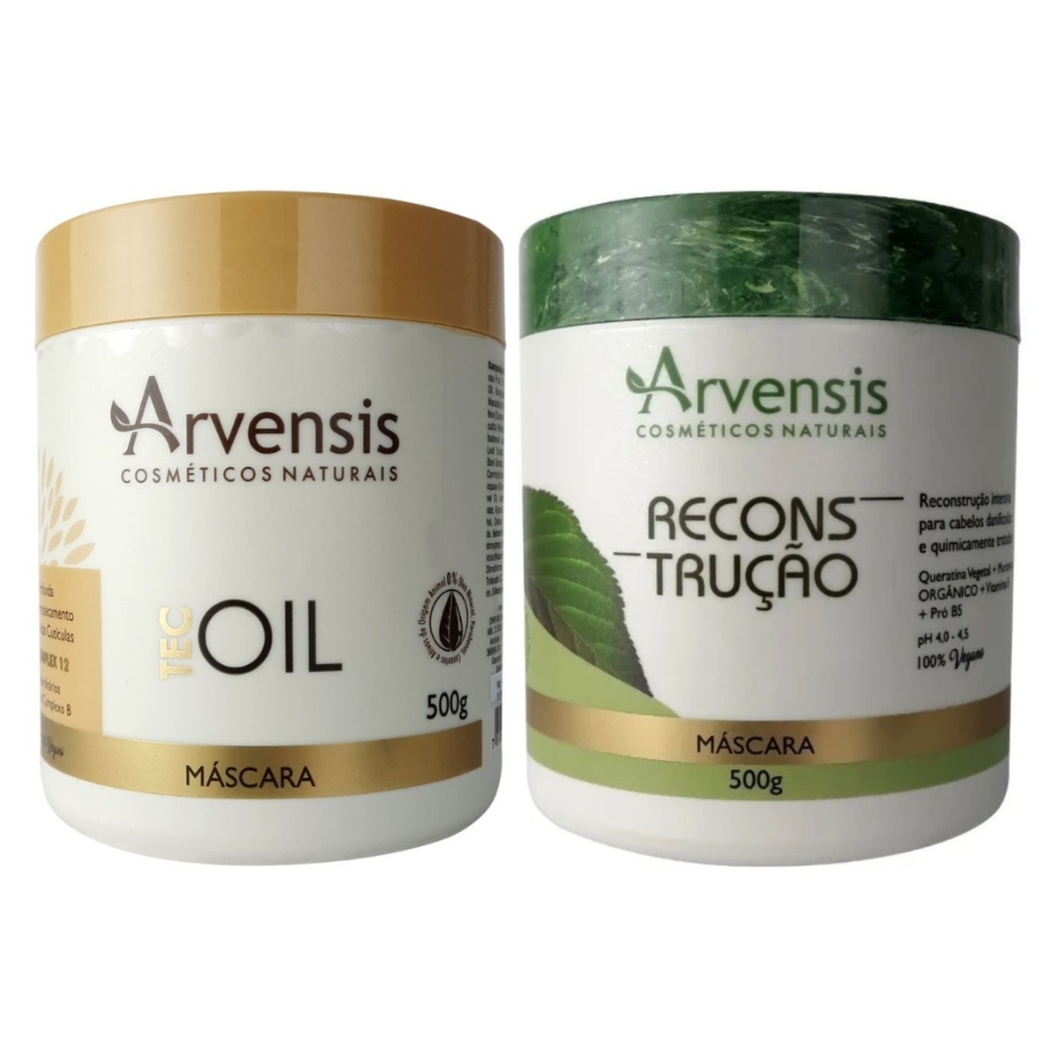 Kit Arvensis Mascara Tec Oil e Reconstrução 500g Vegano